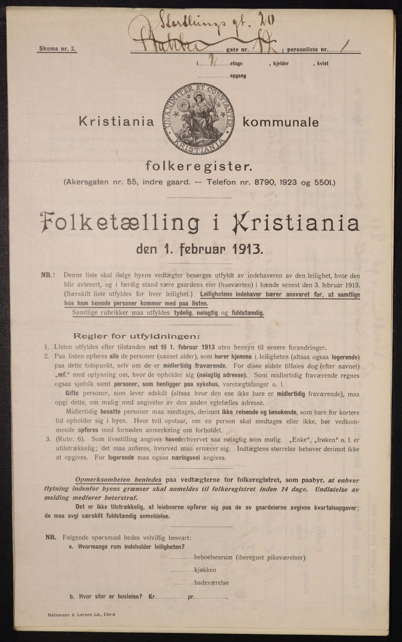 OBA, Kommunal folketelling 1.2.1913 for Kristiania, 1913, s. 103660