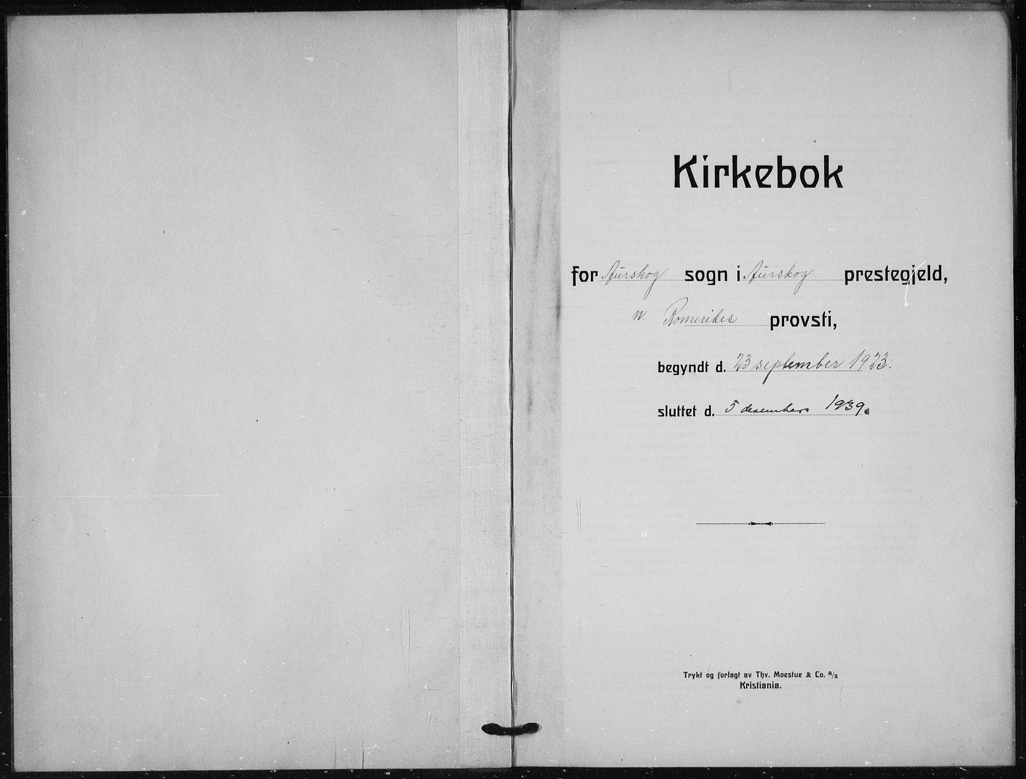 Aurskog prestekontor Kirkebøker, SAO/A-10304a/G/Ga/L0006: Klokkerbok nr. I 6, 1923-1939