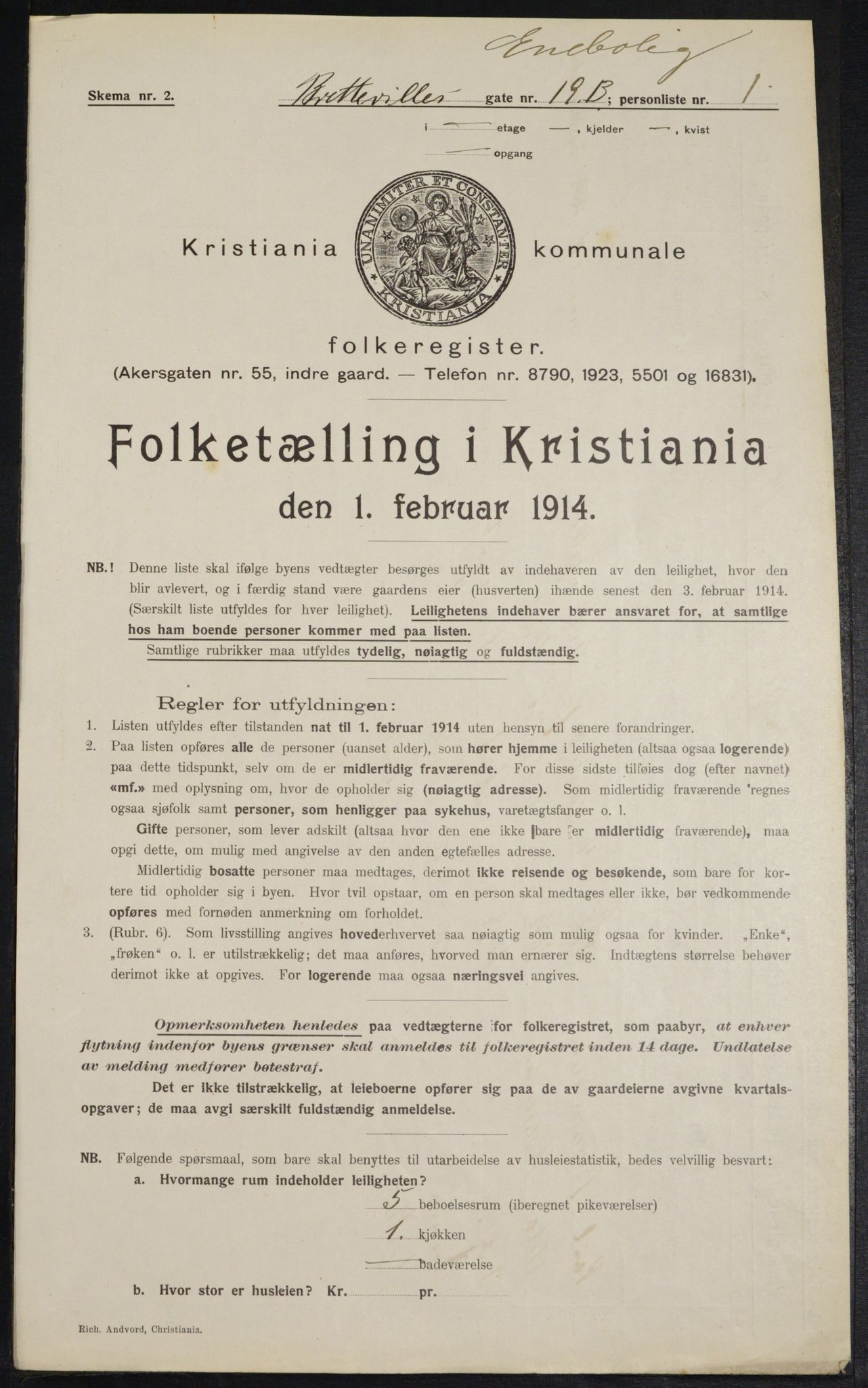 OBA, Kommunal folketelling 1.2.1914 for Kristiania, 1914, s. 8790