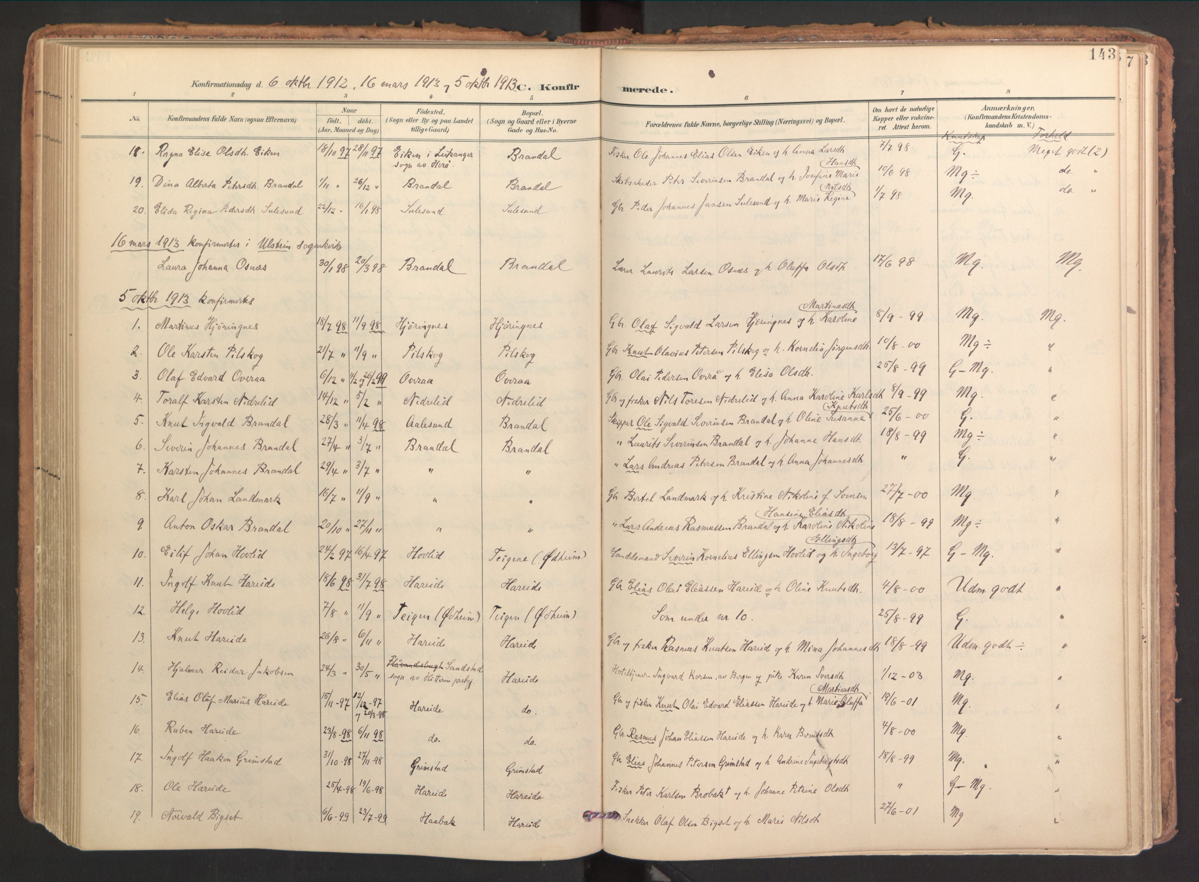 Ministerialprotokoller, klokkerbøker og fødselsregistre - Møre og Romsdal, AV/SAT-A-1454/510/L0123: Ministerialbok nr. 510A03, 1898-1922, s. 143