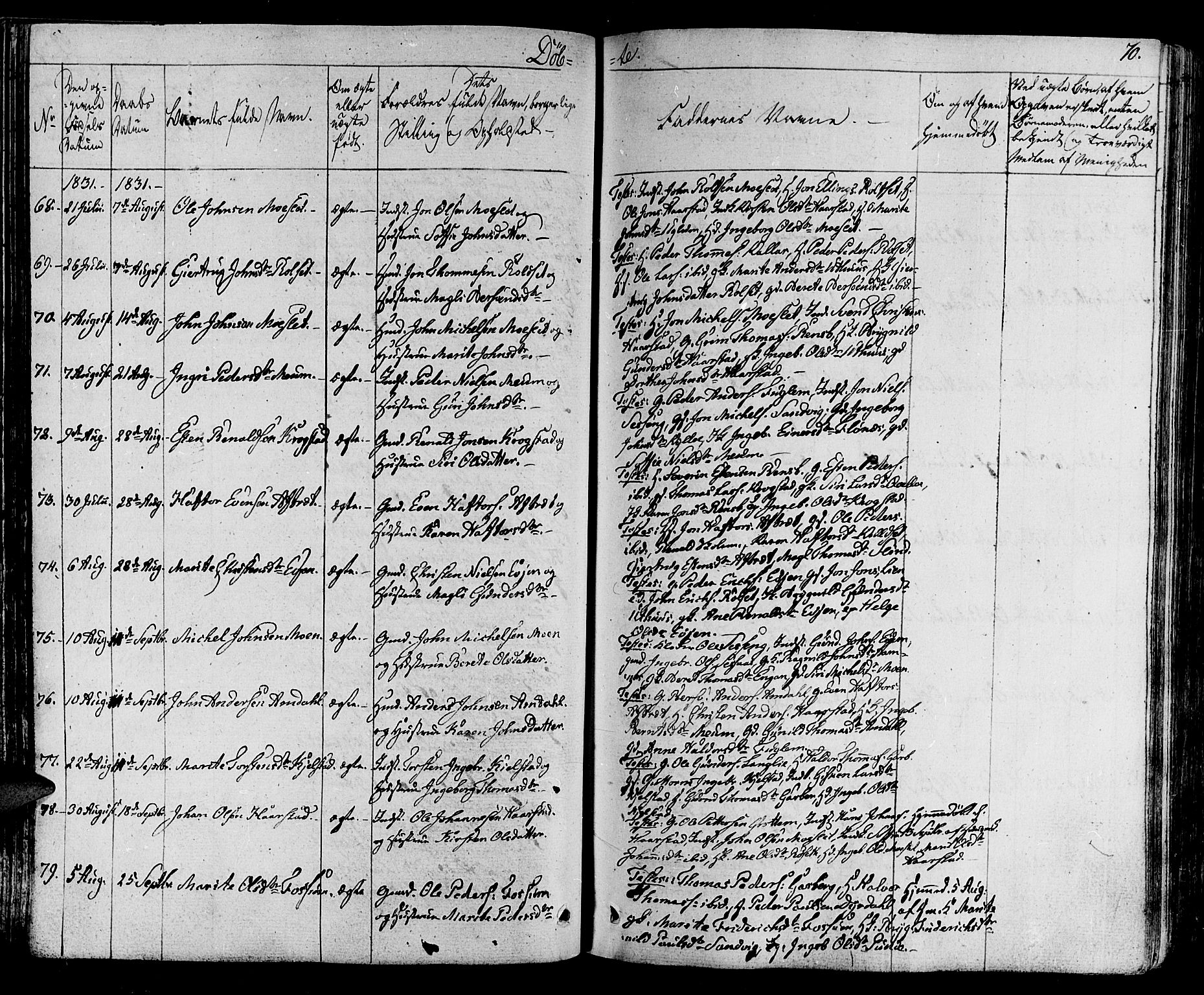 Ministerialprotokoller, klokkerbøker og fødselsregistre - Sør-Trøndelag, SAT/A-1456/695/L1143: Ministerialbok nr. 695A05 /1, 1824-1842, s. 70