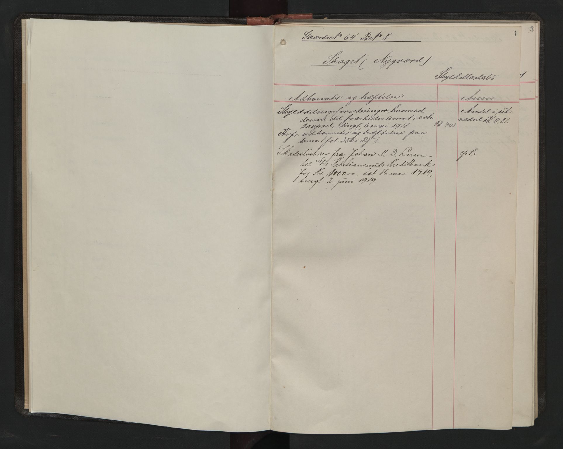 Nordmøre sorenskriveri, SAT/A-4132/1/2/2A/L0055: Panteregister nr. 55, 1918-1919, s. 0-1