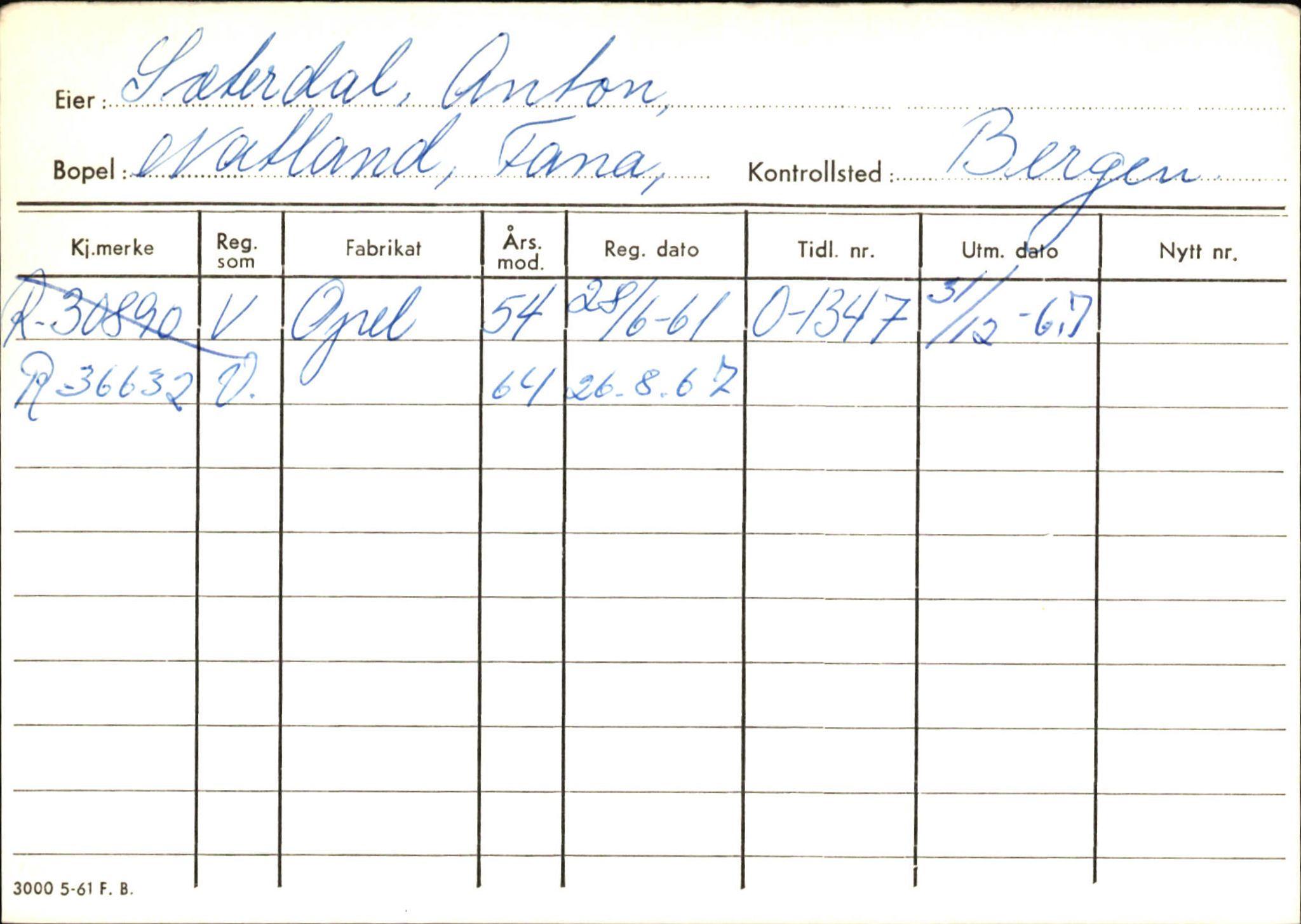 Statens vegvesen, Hordaland vegkontor, AV/SAB-A-5201/2/Ha/L0054: R-eierkort S-T, 1920-1971, s. 25