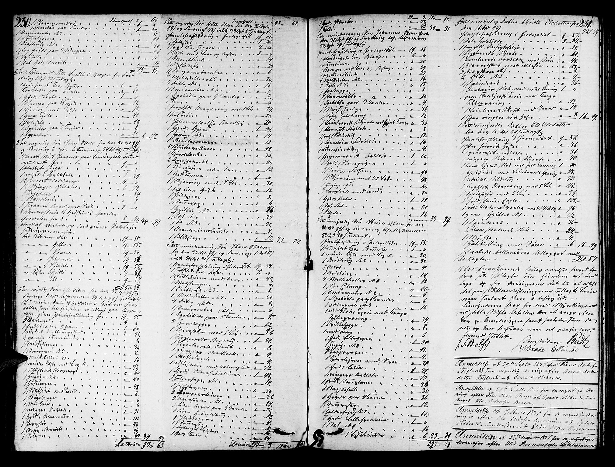 Sunnhordland sorenskrivar, SAB/A-2401/1/H/Ha/Hab/L0003: Skifteprotokollar. Opdal, Os, Strandvik og Strandebarm. Register i protokoll, 1835-1844, s. 230-231