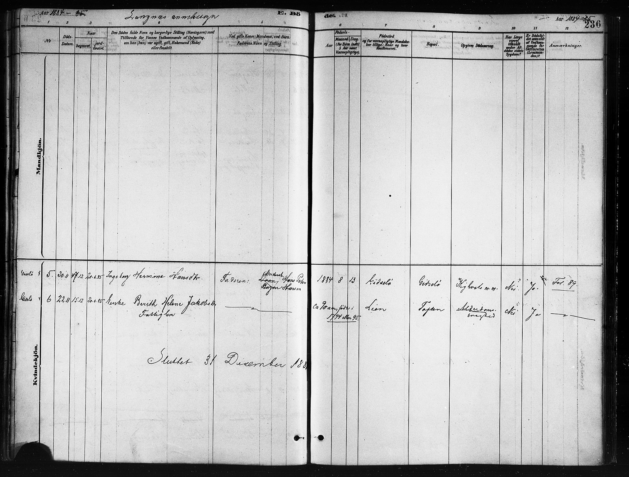 Ministerialprotokoller, klokkerbøker og fødselsregistre - Nordland, SAT/A-1459/893/L1335: Ministerialbok nr. 893A08 /2, 1878-1884, s. 236