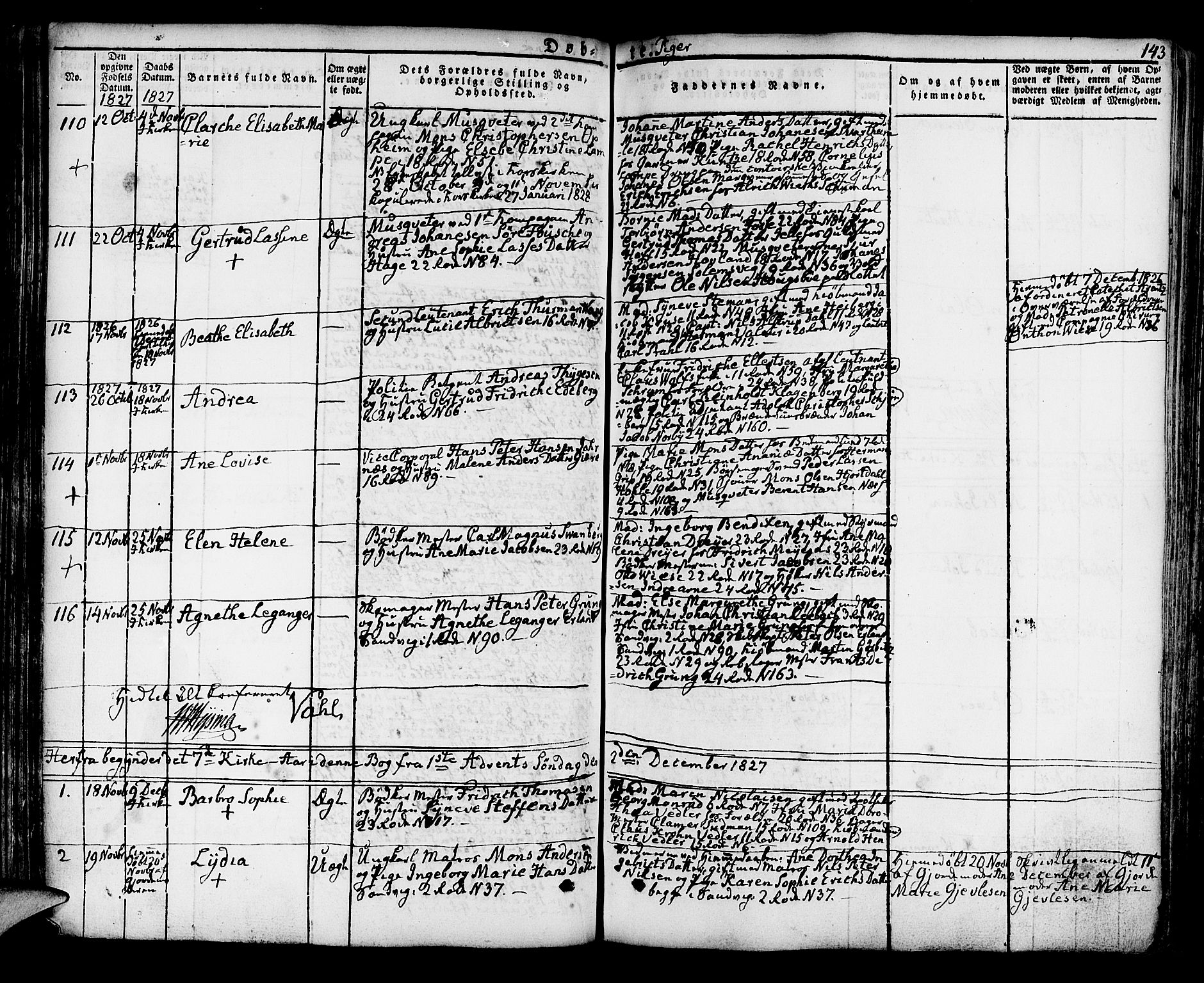 Korskirken sokneprestembete, AV/SAB-A-76101/H/Hab: Klokkerbok nr. A 3, 1821-1831, s. 143