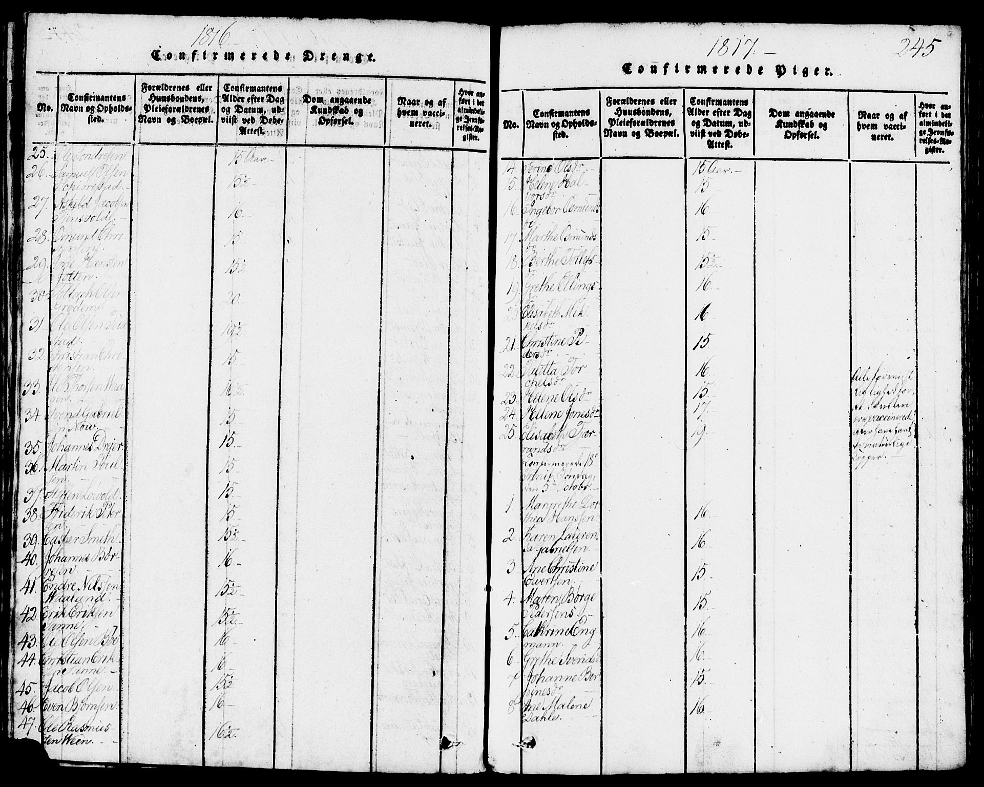 Domkirken sokneprestkontor, AV/SAST-A-101812/001/30/30BB/L0008: Klokkerbok nr. B 8, 1816-1821, s. 245