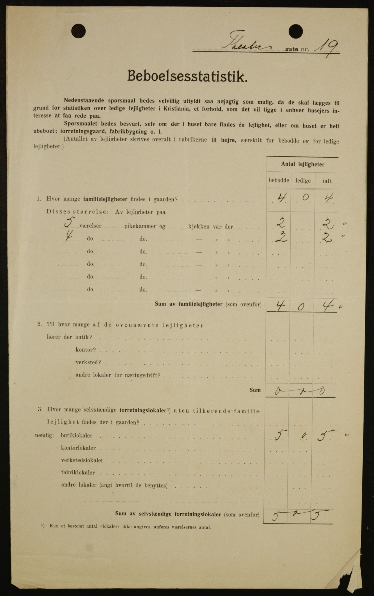 OBA, Kommunal folketelling 1.2.1909 for Kristiania kjøpstad, 1909, s. 97255