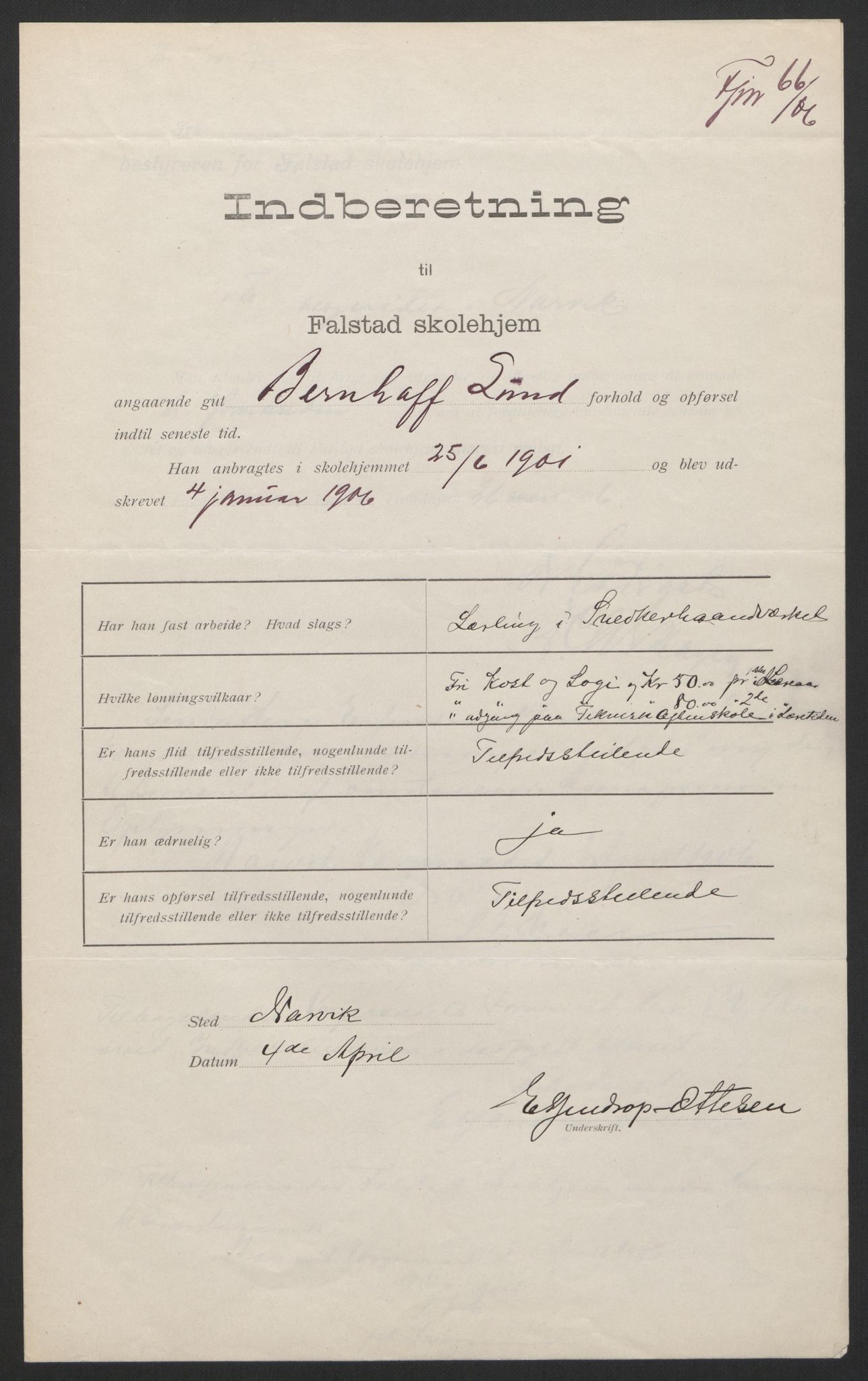 Falstad skolehjem, AV/RA-S-1676/E/Eb/L0004: Elevmapper løpenr. 81-98, 1901-1909, s. 56