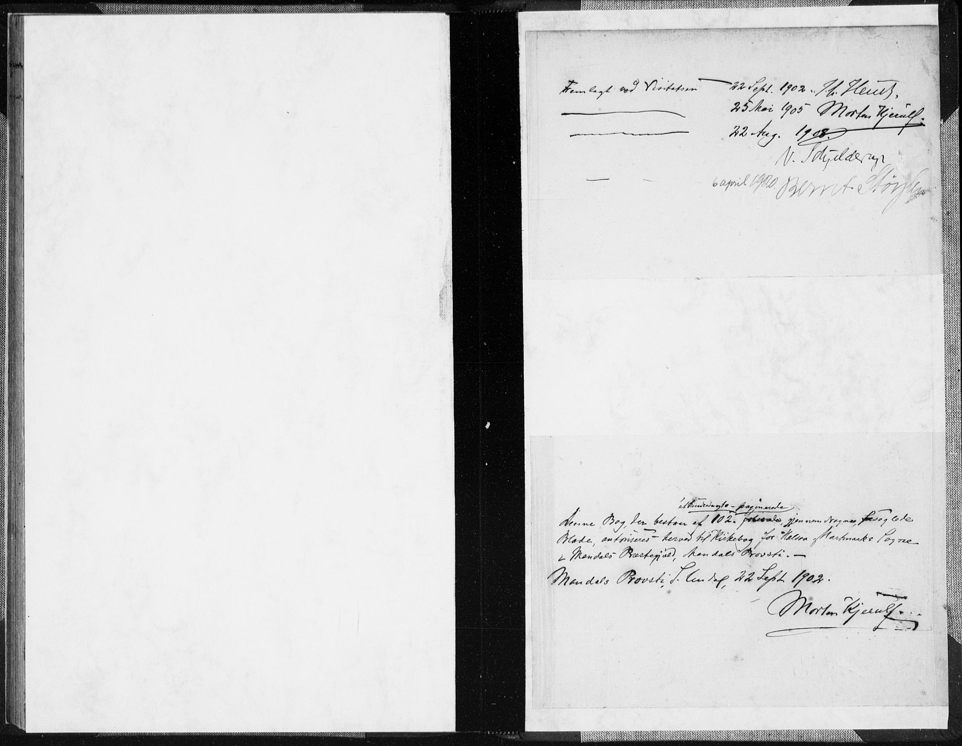 Mandal sokneprestkontor, AV/SAK-1111-0030/F/Fa/Faa/L0019: Ministerialbok nr. A 19, 1902-1912