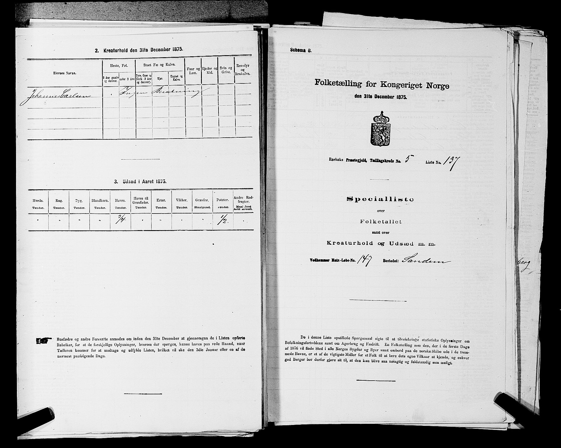 RA, Folketelling 1875 for 0229P Enebakk prestegjeld, 1875, s. 934