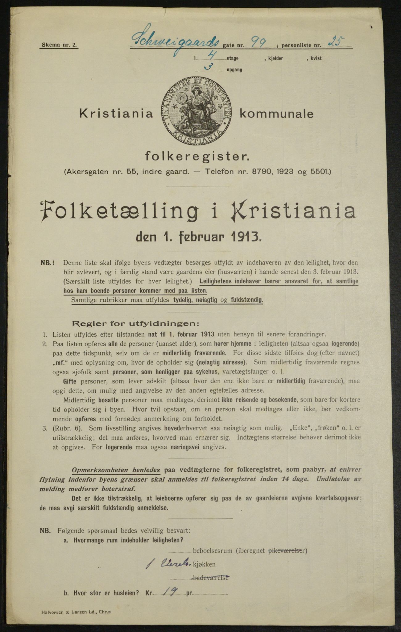 OBA, Kommunal folketelling 1.2.1913 for Kristiania, 1913, s. 92640