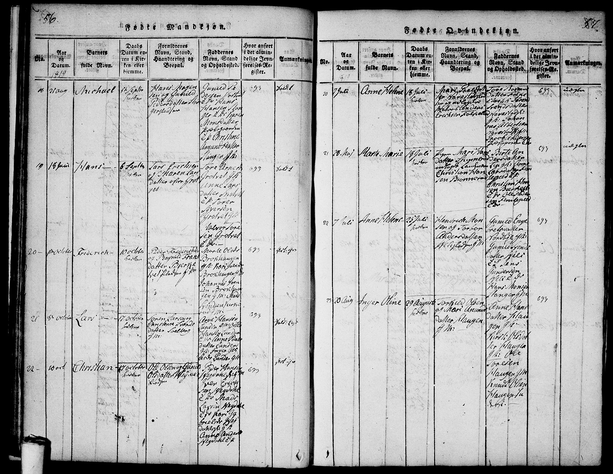 Våler prestekontor Kirkebøker, SAO/A-11083/F/Fa/L0005: Ministerialbok nr. I 5, 1815-1839, s. 56-57