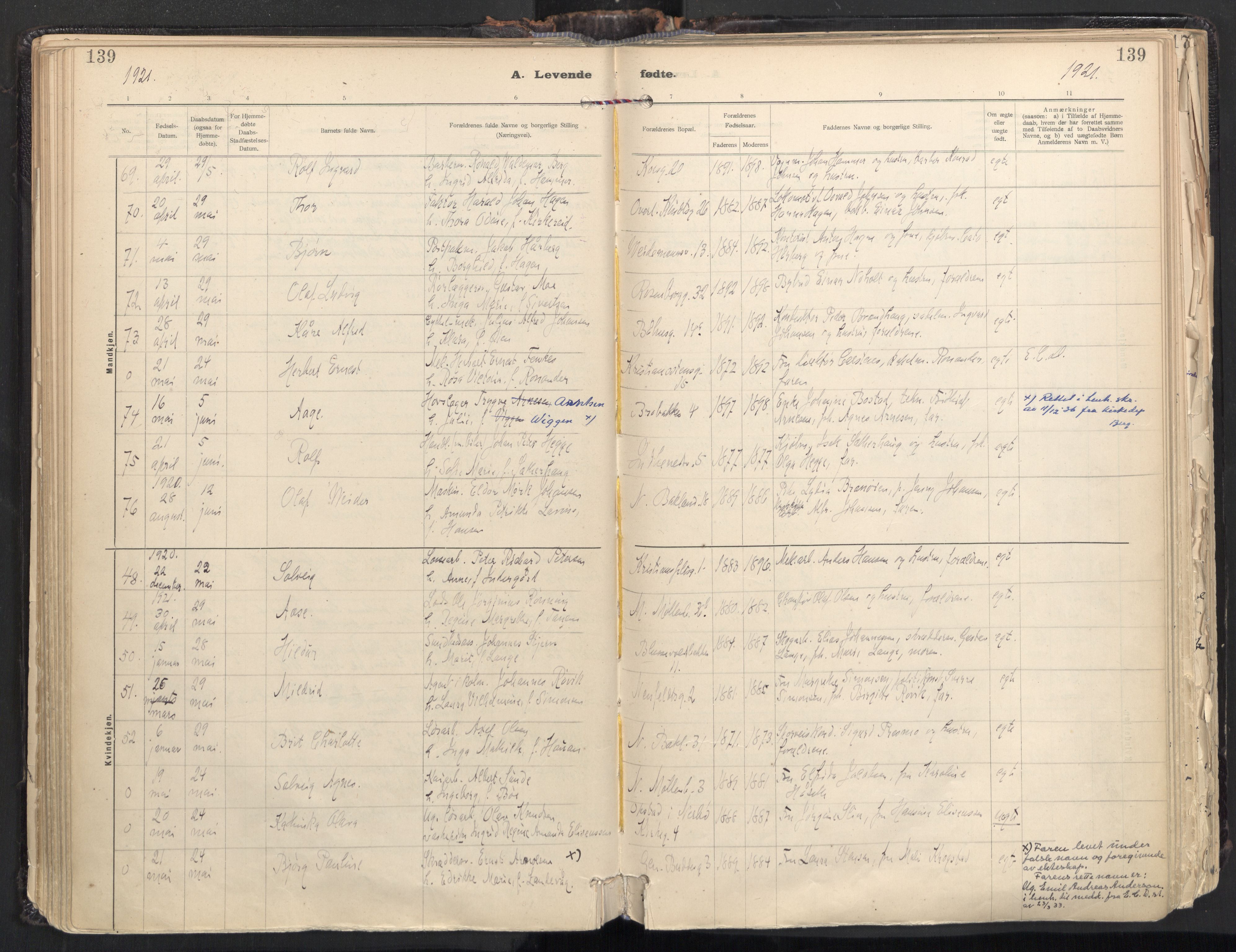 Ministerialprotokoller, klokkerbøker og fødselsregistre - Sør-Trøndelag, SAT/A-1456/604/L0205: Ministerialbok nr. 604A25, 1917-1932, s. 139