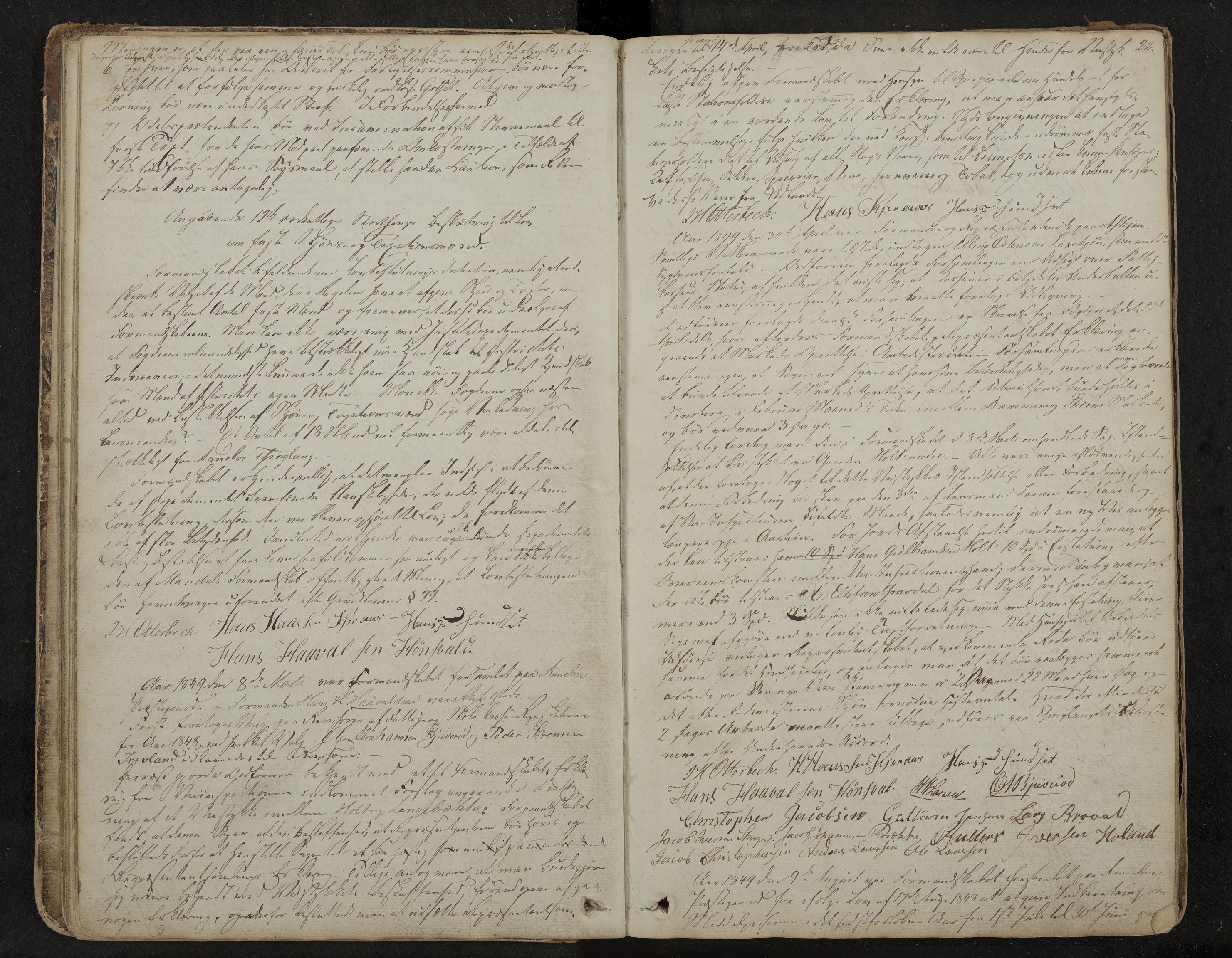 Andebu formannskap og sentraladministrasjon, IKAK/0719021-1/A/Aa/L0001: Møtebok med register, 1837-1869, s. 22