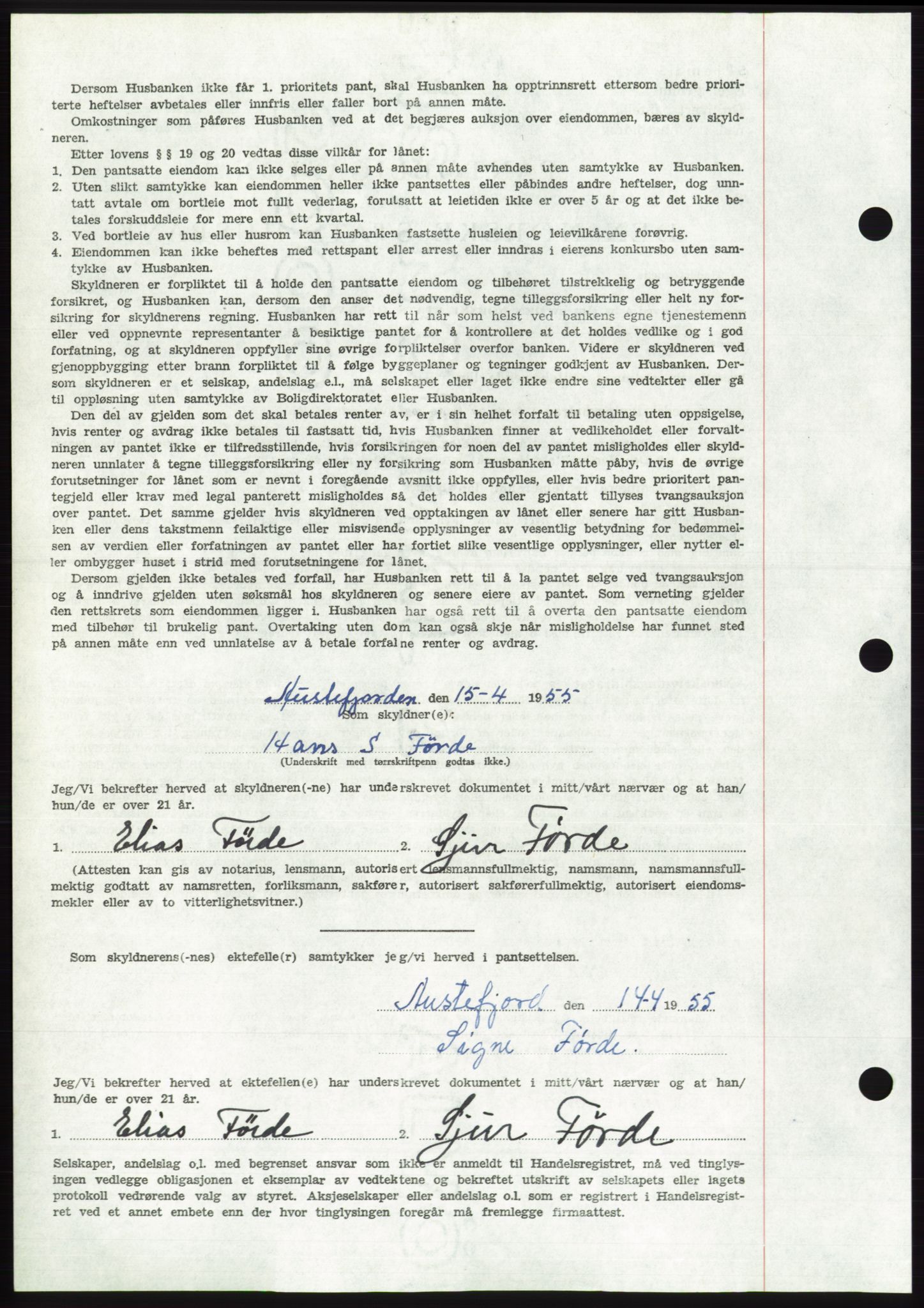 Søre Sunnmøre sorenskriveri, AV/SAT-A-4122/1/2/2C/L0126: Pantebok nr. 14B, 1954-1955, Dagboknr: 834/1955