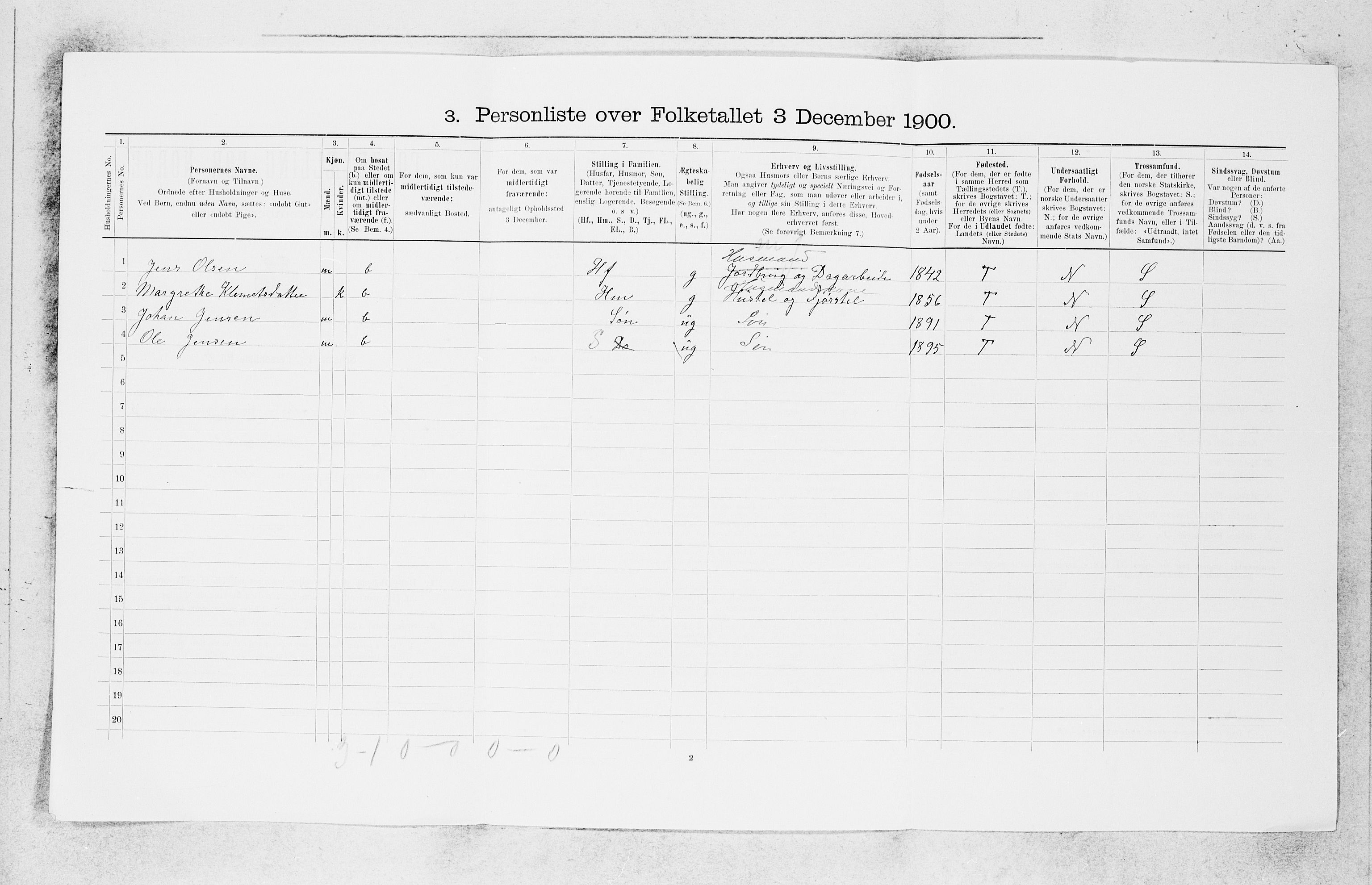SAB, Folketelling 1900 for 1429 Ytre Holmedal herred, 1900, s. 432