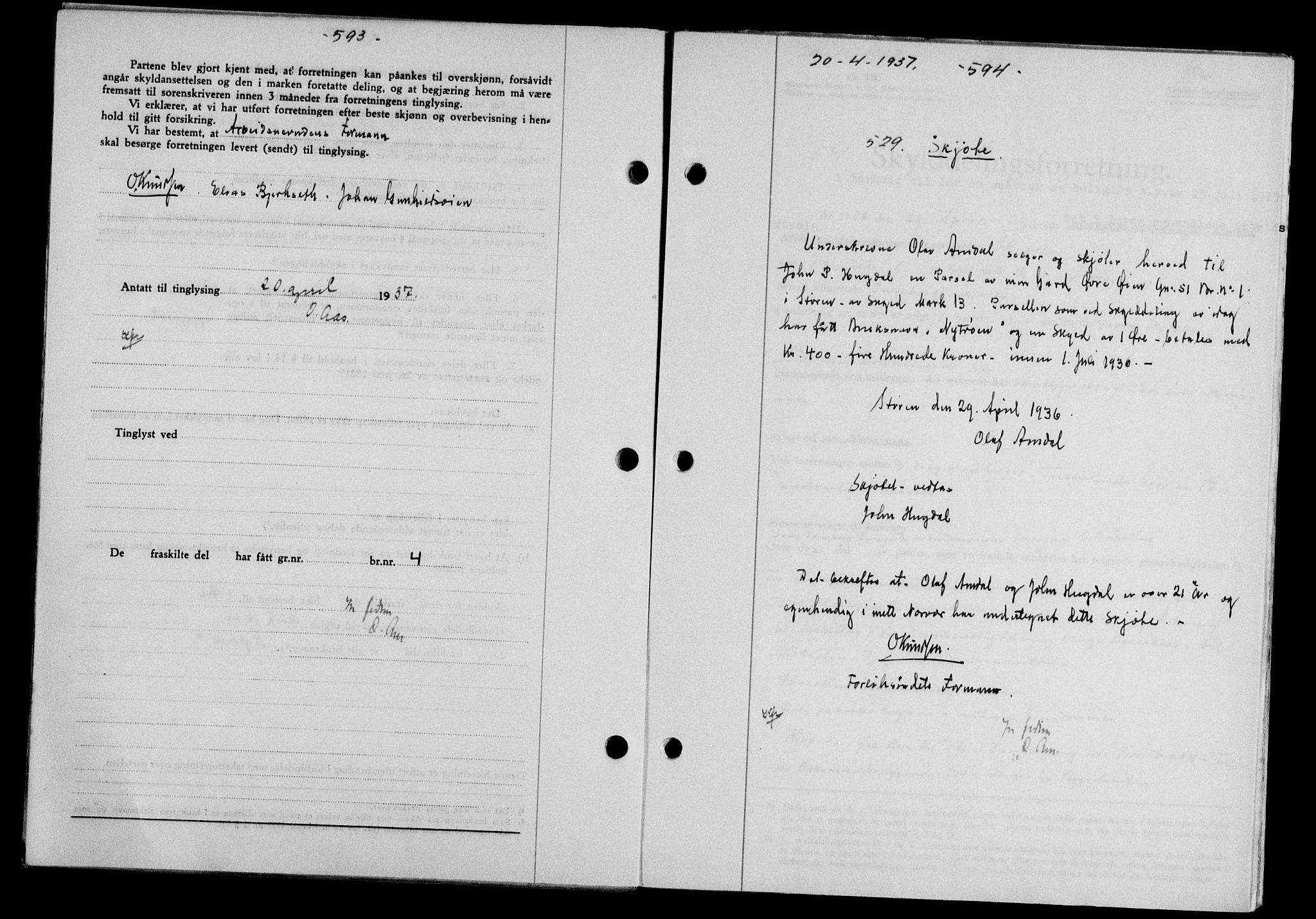 Gauldal sorenskriveri, SAT/A-0014/1/2/2C/L0047: Pantebok nr. 50-51, 1937-1937, Dagboknr: 529/1937