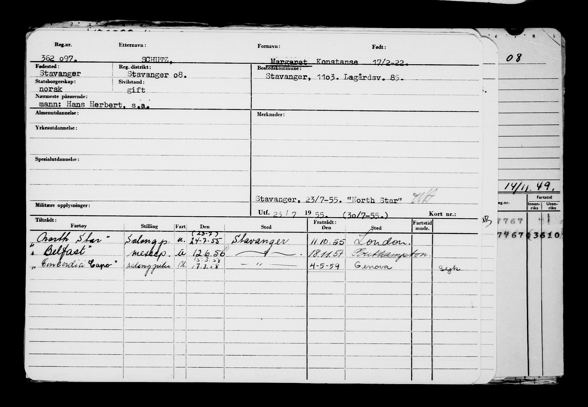 Direktoratet for sjømenn, AV/RA-S-3545/G/Gb/L0203: Hovedkort, 1922, s. 160