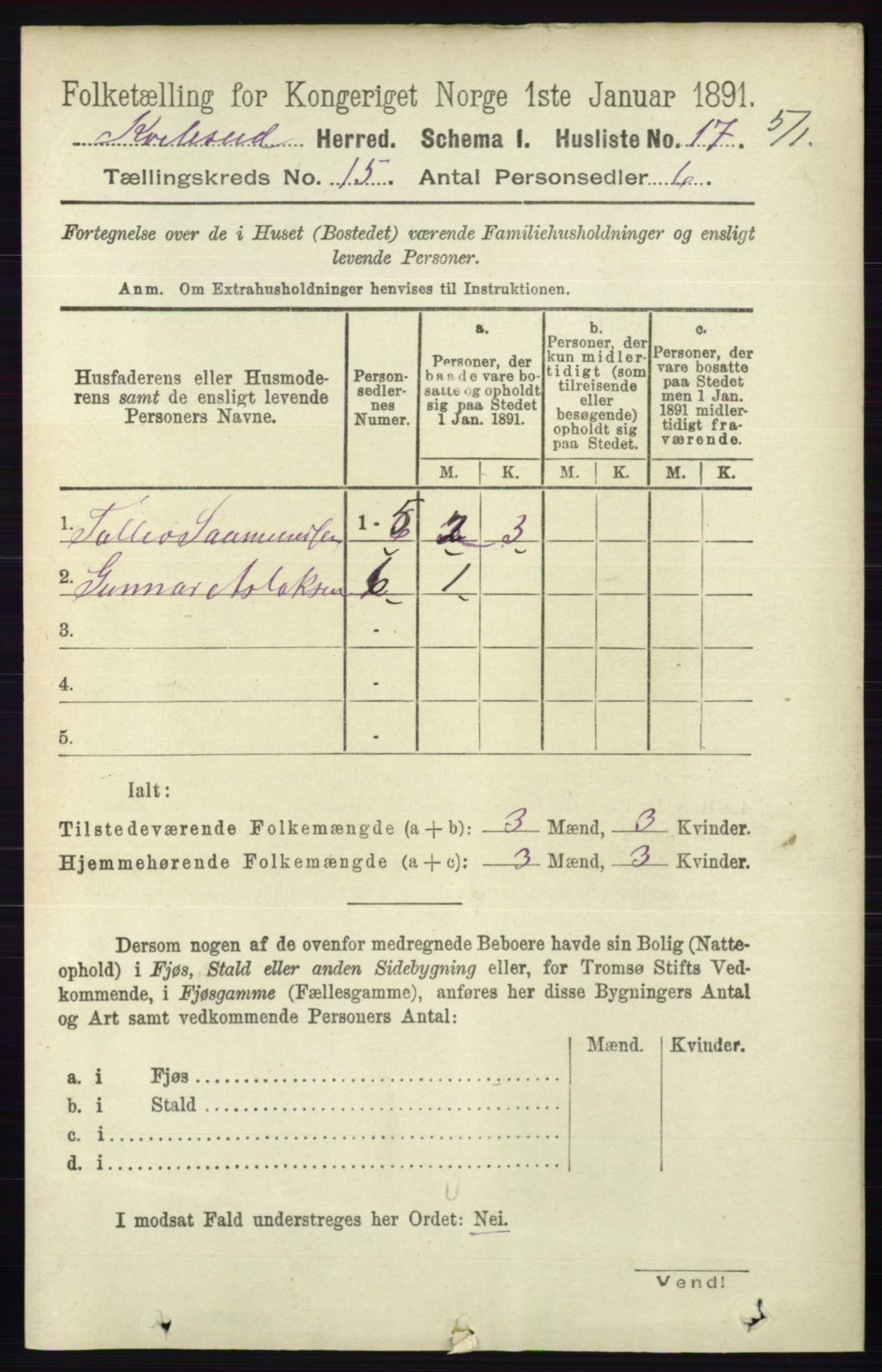 RA, Folketelling 1891 for 0829 Kviteseid herred, 1891, s. 3518