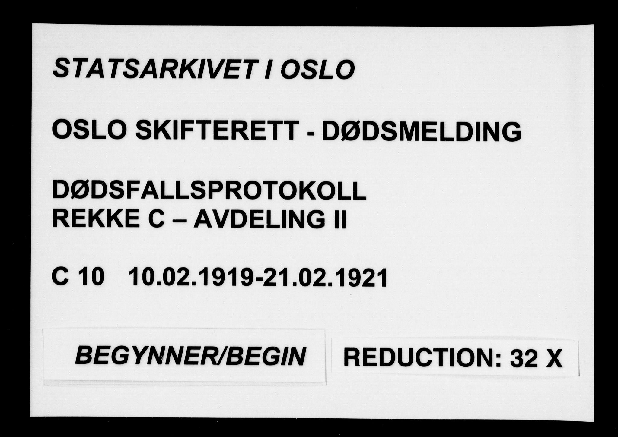 Oslo skifterett, AV/SAO-A-10383/G/Ga/Gac/L0010: Dødsfallsprotokoll, 1919-1921