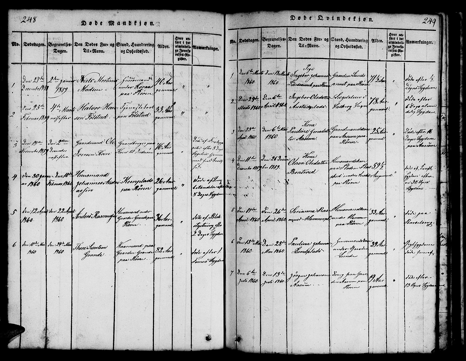 Ministerialprotokoller, klokkerbøker og fødselsregistre - Nord-Trøndelag, AV/SAT-A-1458/731/L0310: Klokkerbok nr. 731C01, 1816-1874, s. 248-249