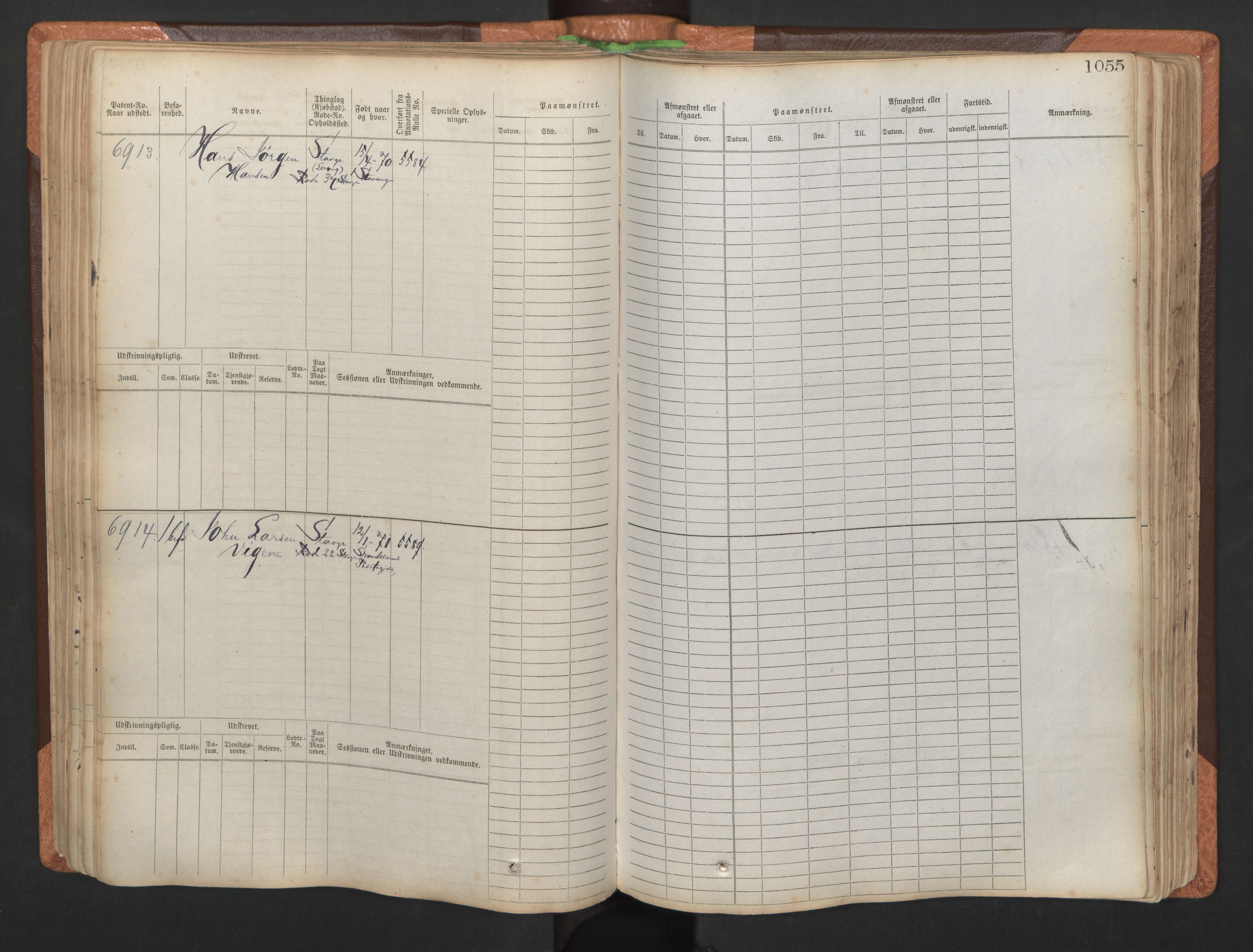 Stavanger sjømannskontor, AV/SAST-A-102006/F/Fb/Fbb/L0011: Sjøfartshovedrulle, patentnr. 6607-7206 (del 2), 1887-1896, s. 158