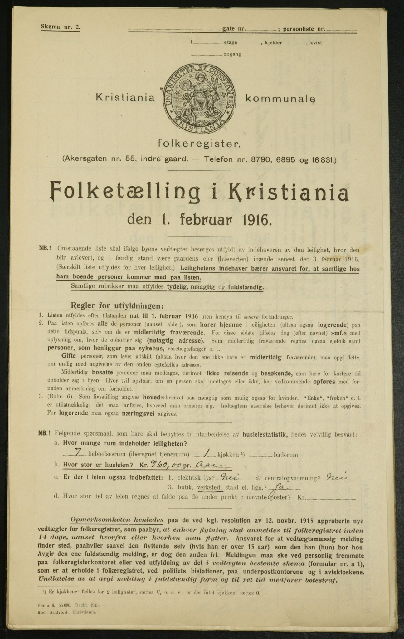 OBA, Kommunal folketelling 1.2.1916 for Kristiania, 1916, s. 1398