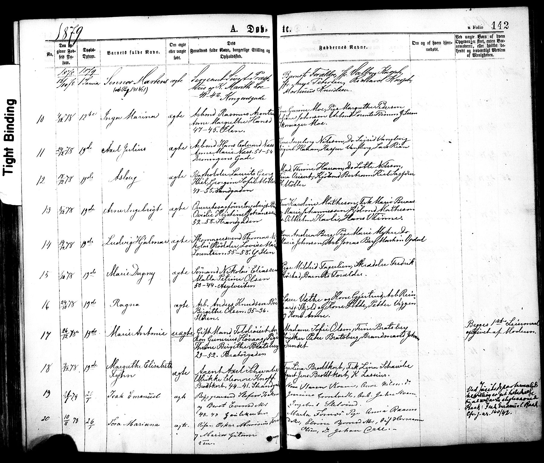 Ministerialprotokoller, klokkerbøker og fødselsregistre - Sør-Trøndelag, SAT/A-1456/602/L0118: Ministerialbok nr. 602A16, 1873-1879, s. 142