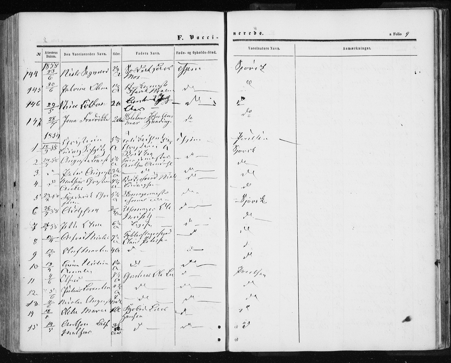 Ministerialprotokoller, klokkerbøker og fødselsregistre - Sør-Trøndelag, SAT/A-1456/601/L0053: Ministerialbok nr. 601A21, 1857-1865, s. 9