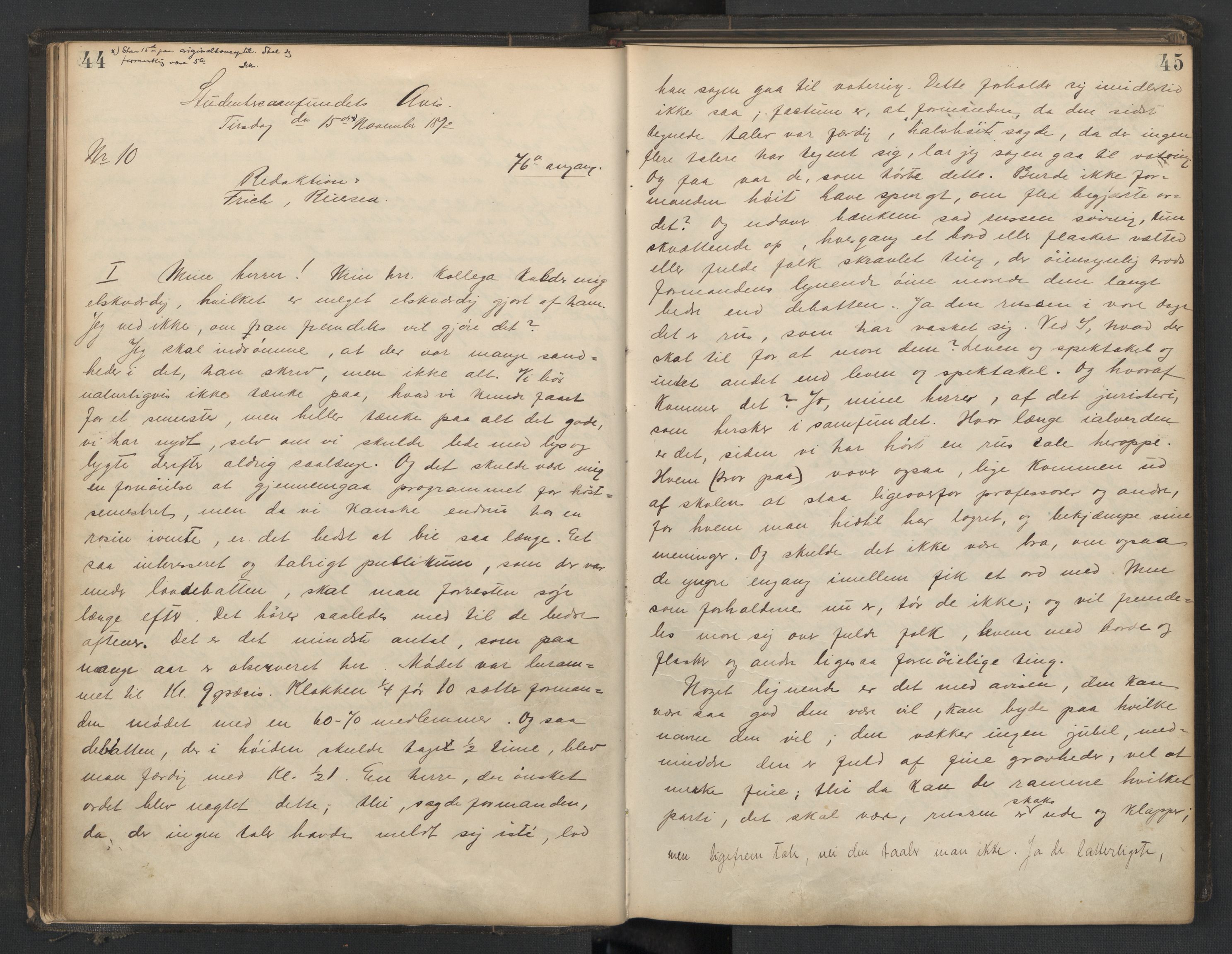 Det Norske Studentersamfund, AV/RA-PA-1322/X/Xa/L0013/0002: -- / Samfundsbladet/Studentersamfundets Avis, 1892-1895, s. 44-45