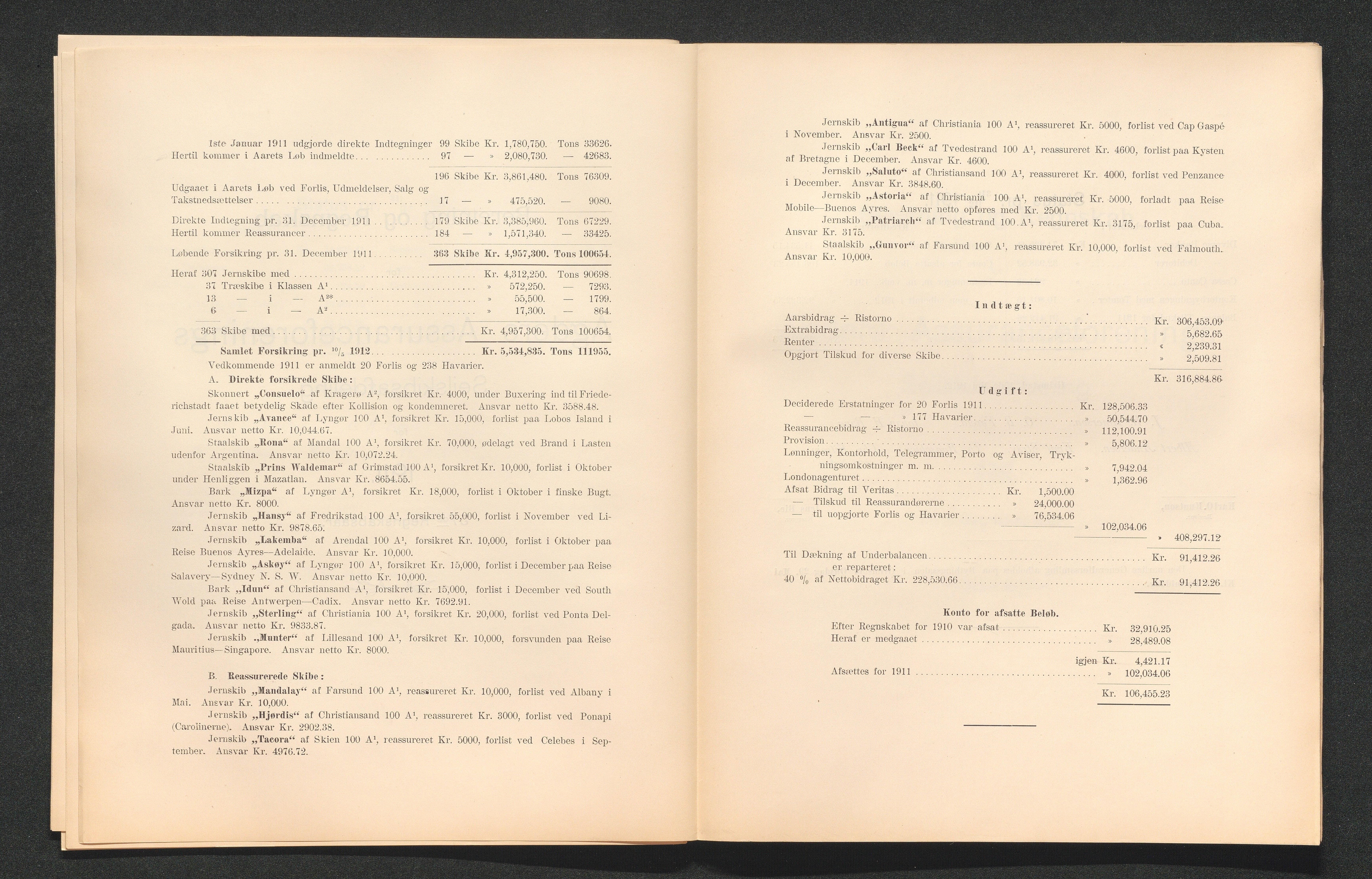 Agders Gjensidige Assuranceforening, AAKS/PA-1718/05/L0003: Regnskap, seilavdeling, pakkesak, 1890-1912