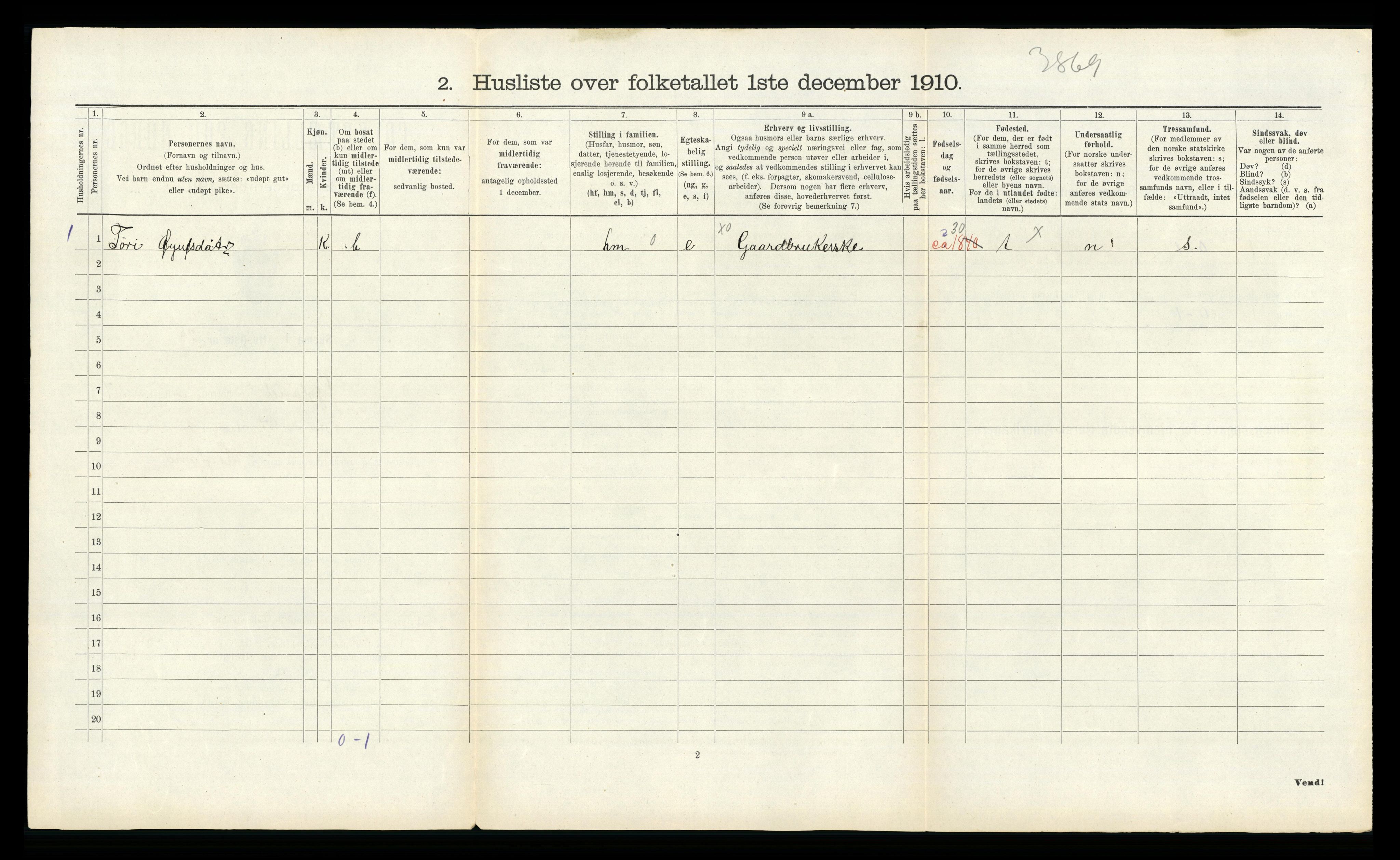 RA, Folketelling 1910 for 1044 Gyland herred, 1910, s. 285