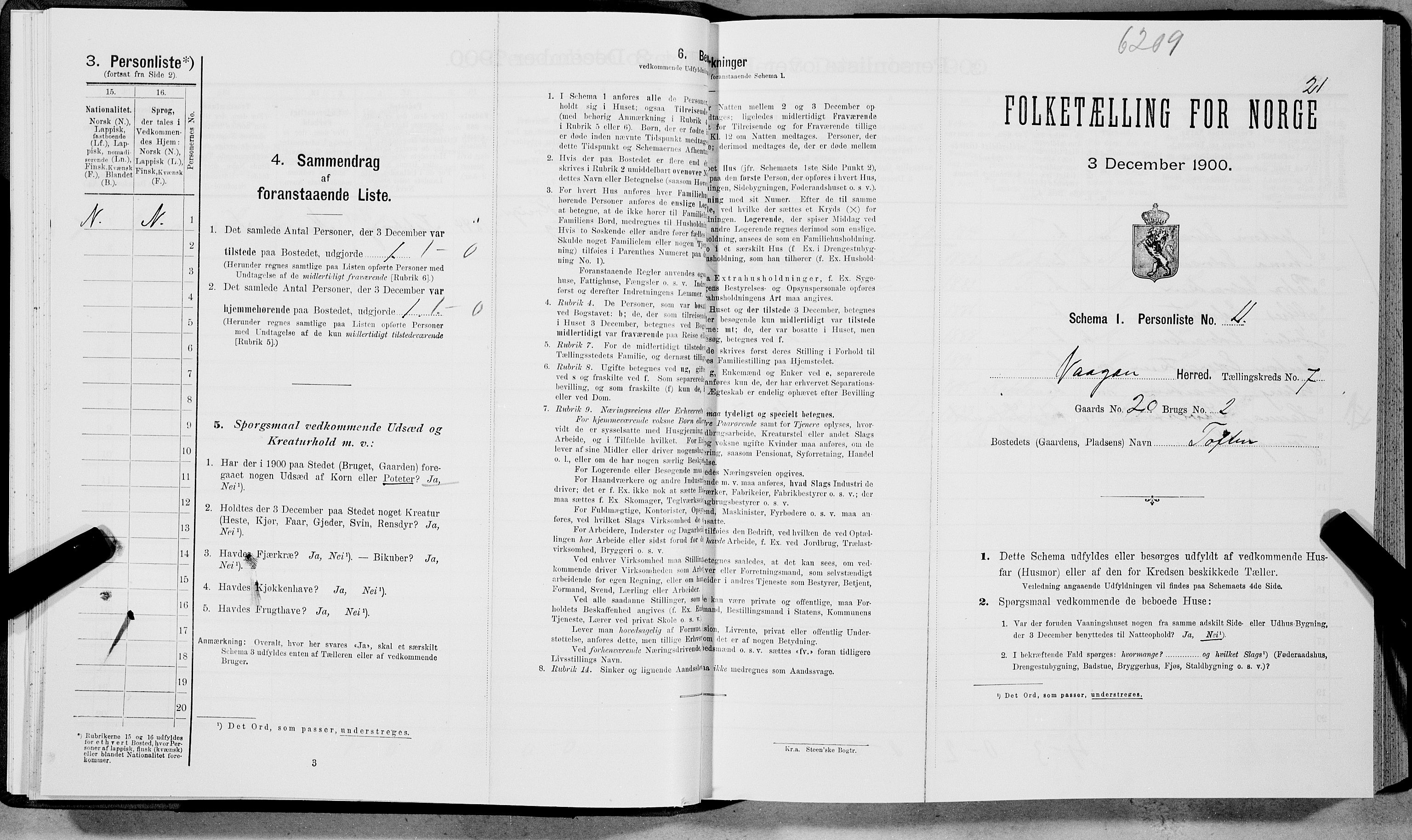 SAT, Folketelling 1900 for 1865 Vågan herred, 1900, s. 919