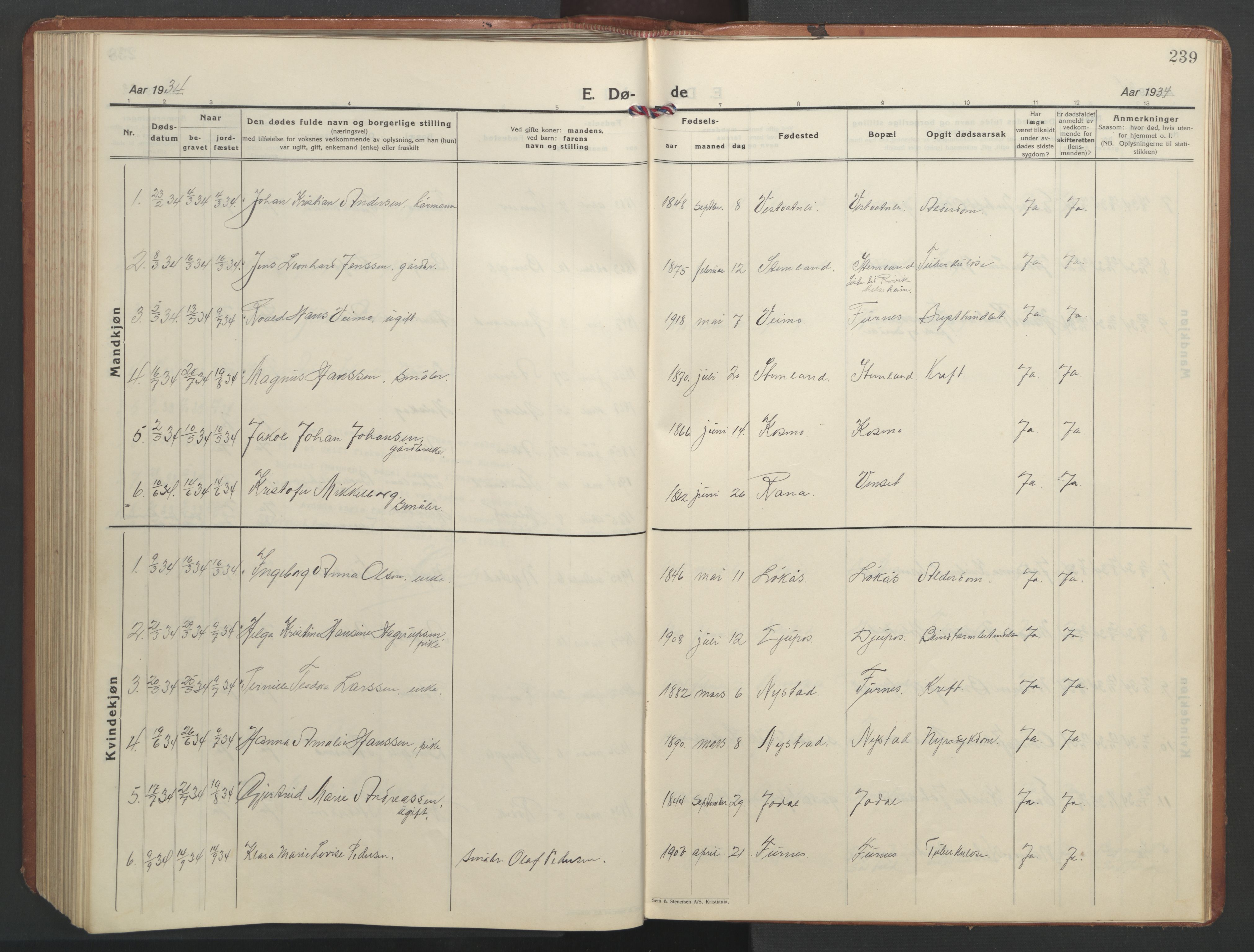 Ministerialprotokoller, klokkerbøker og fødselsregistre - Nordland, AV/SAT-A-1459/851/L0727: Klokkerbok nr. 851C02, 1925-1948, s. 239