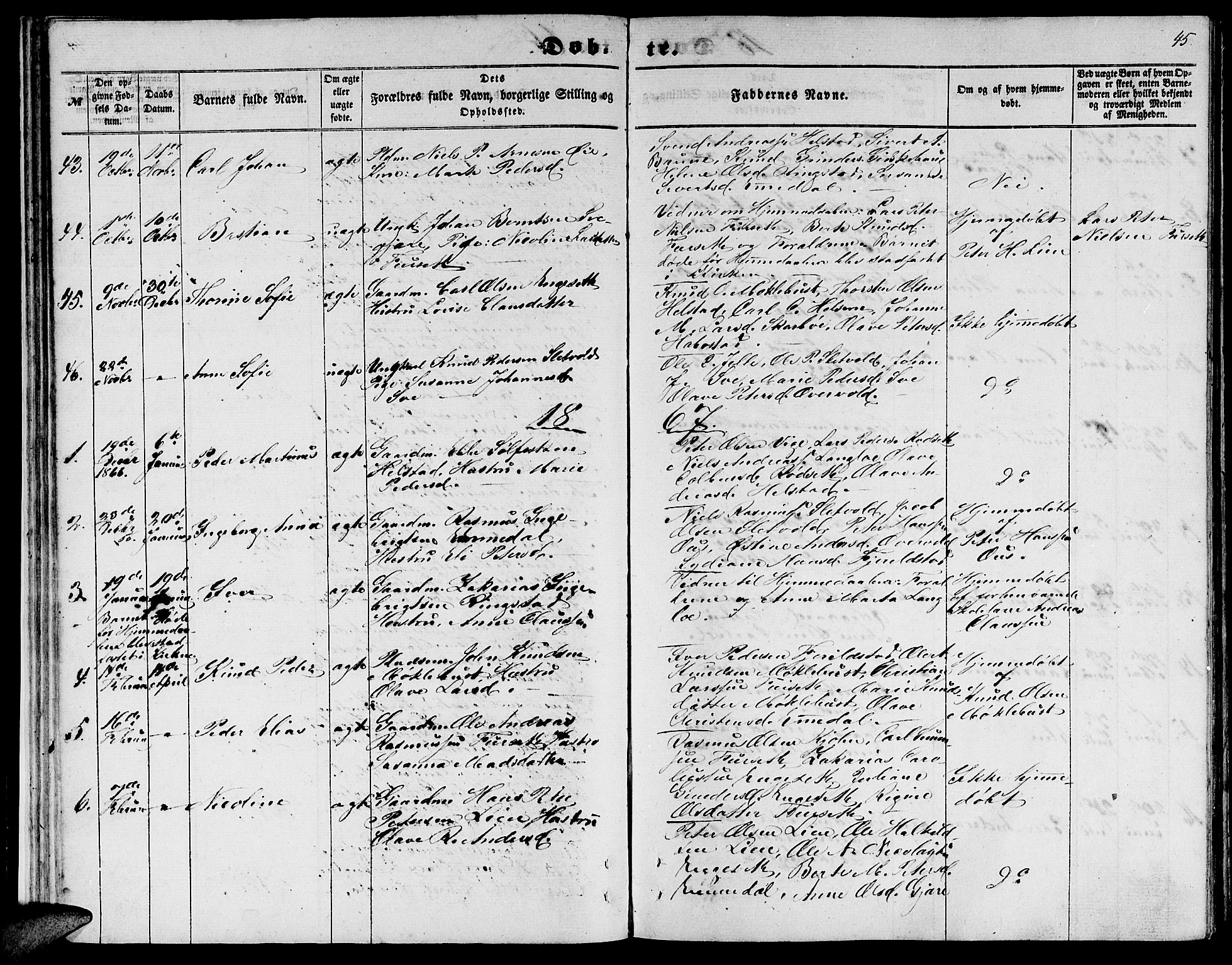 Ministerialprotokoller, klokkerbøker og fødselsregistre - Møre og Romsdal, AV/SAT-A-1454/520/L0291: Klokkerbok nr. 520C03, 1854-1881, s. 45