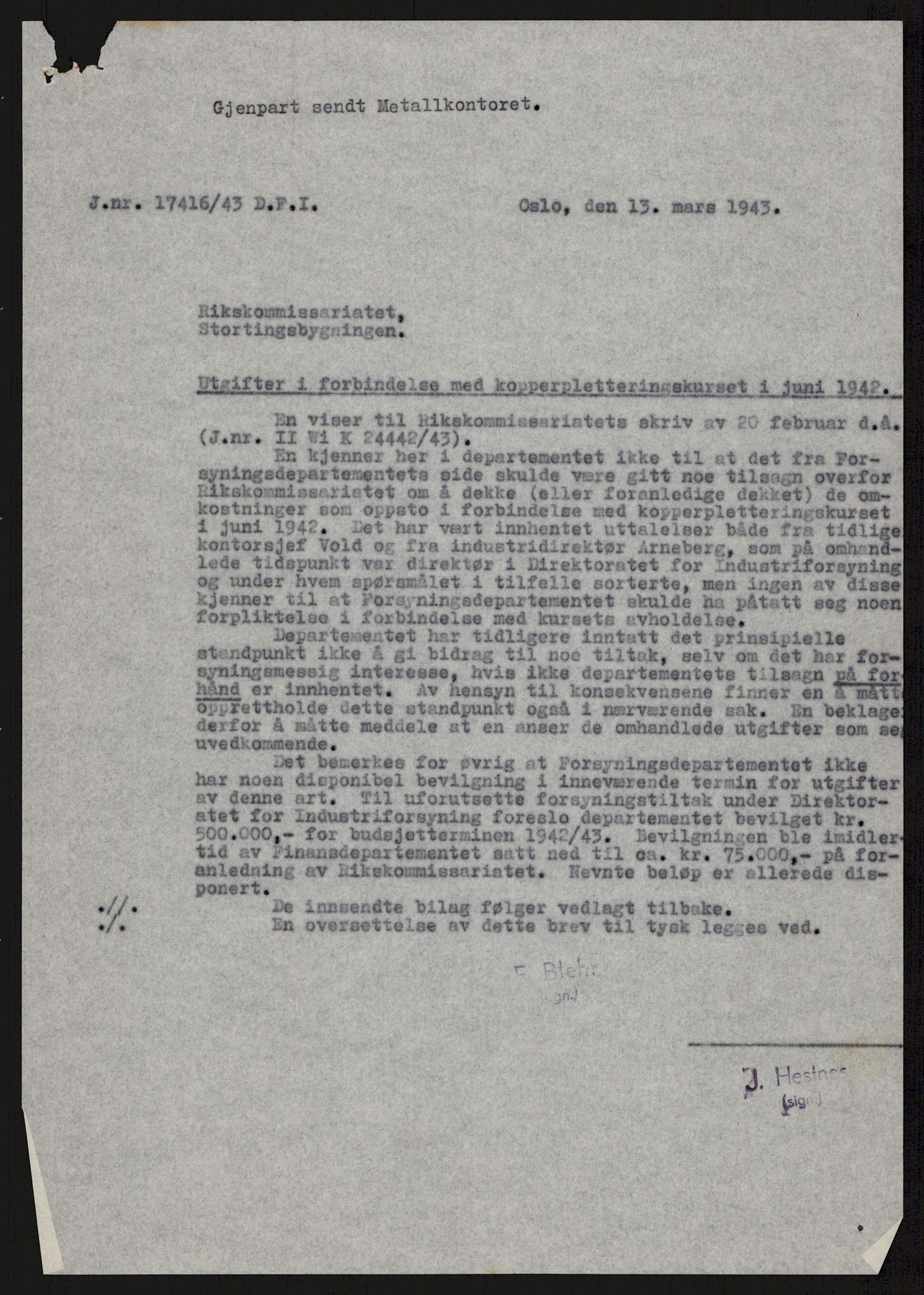 Direktoratet for industriforsyning, Sekretariatet, AV/RA-S-4153/D/Df/L0055: 9. Metallkontoret, 1940-1945, s. 1856