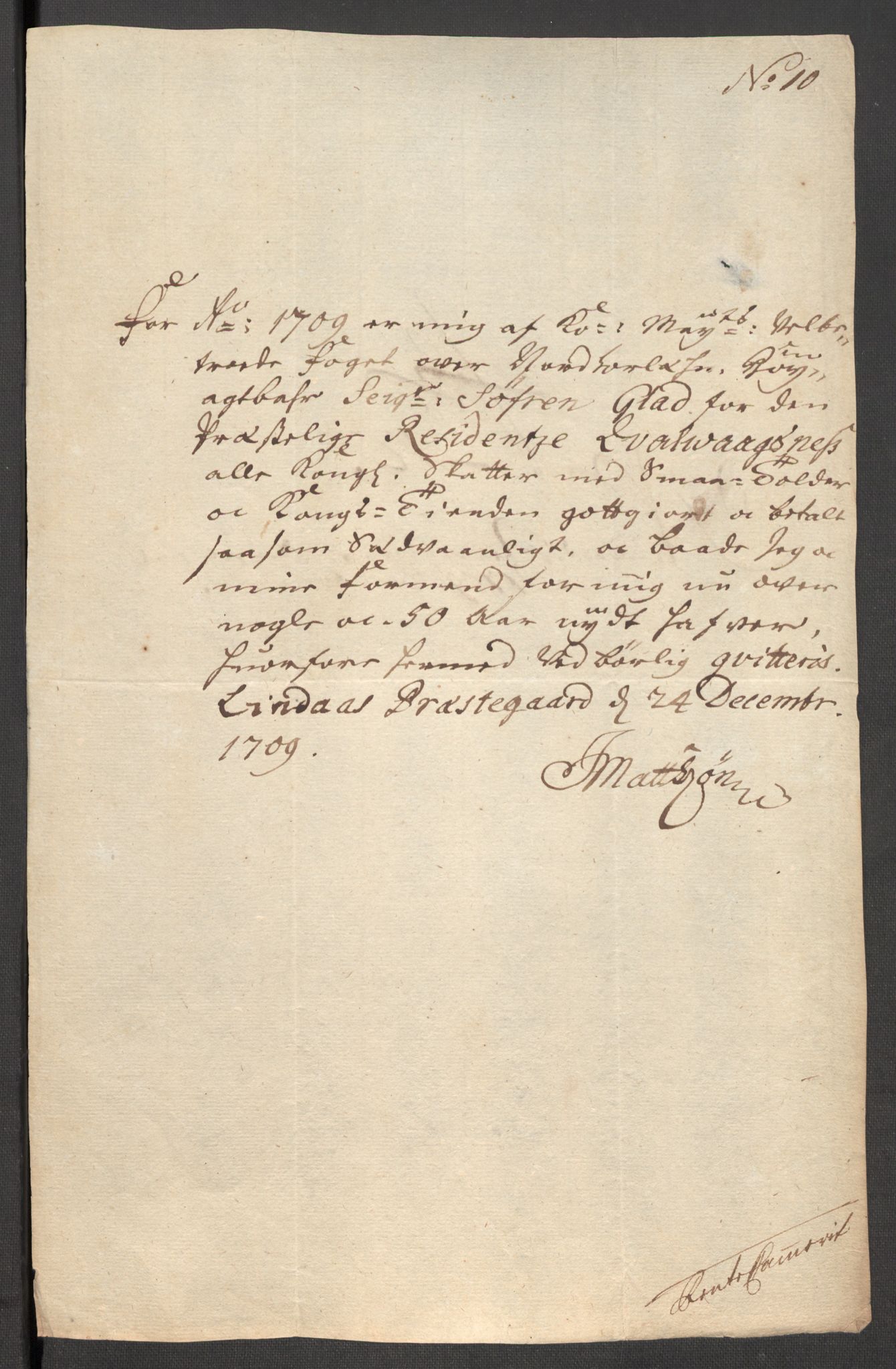 Rentekammeret inntil 1814, Reviderte regnskaper, Fogderegnskap, RA/EA-4092/R51/L3190: Fogderegnskap Nordhordland og Voss, 1709, s. 204