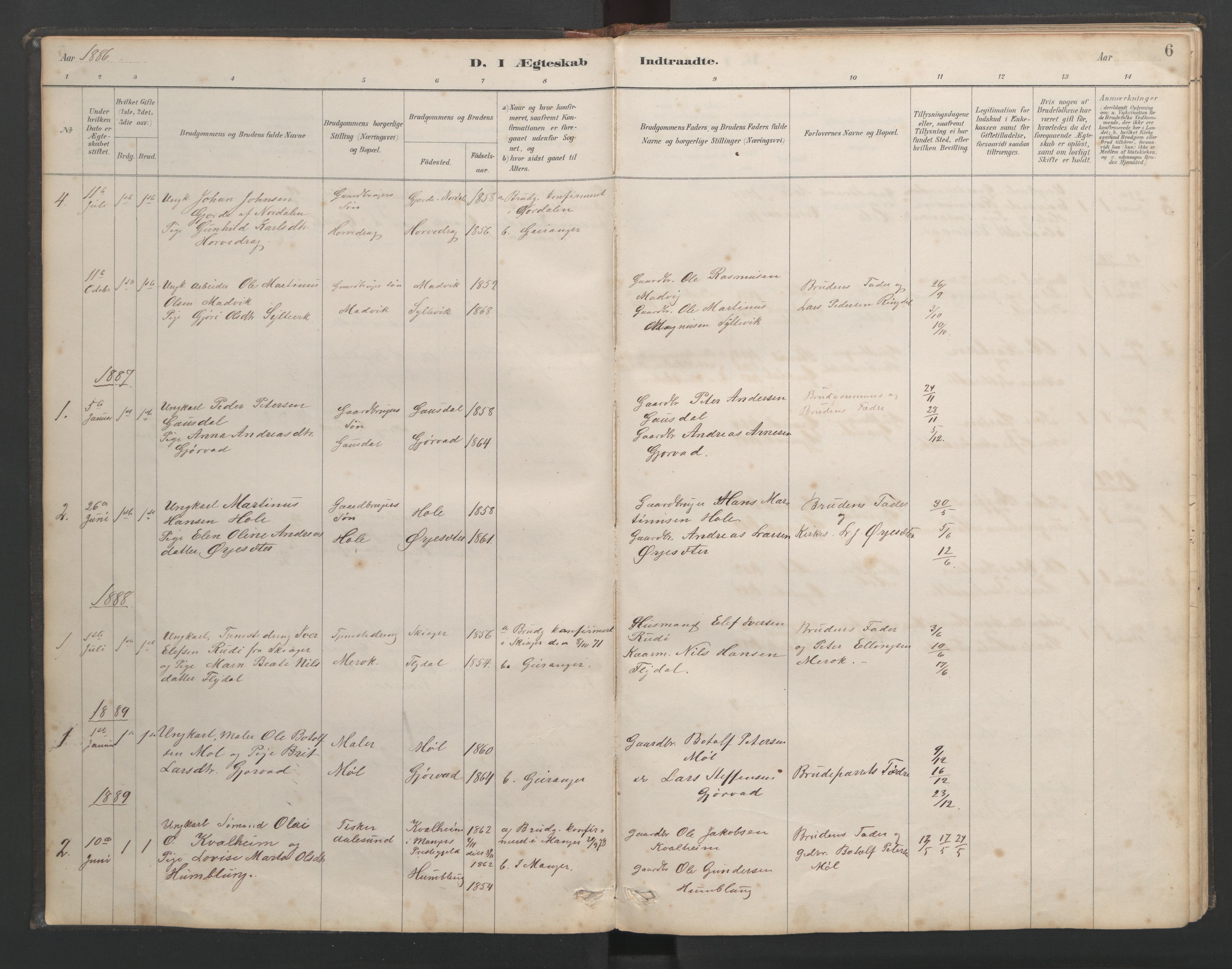 Ministerialprotokoller, klokkerbøker og fødselsregistre - Møre og Romsdal, AV/SAT-A-1454/518/L0237: Klokkerbok nr. 518C04, 1885-1963, s. 6