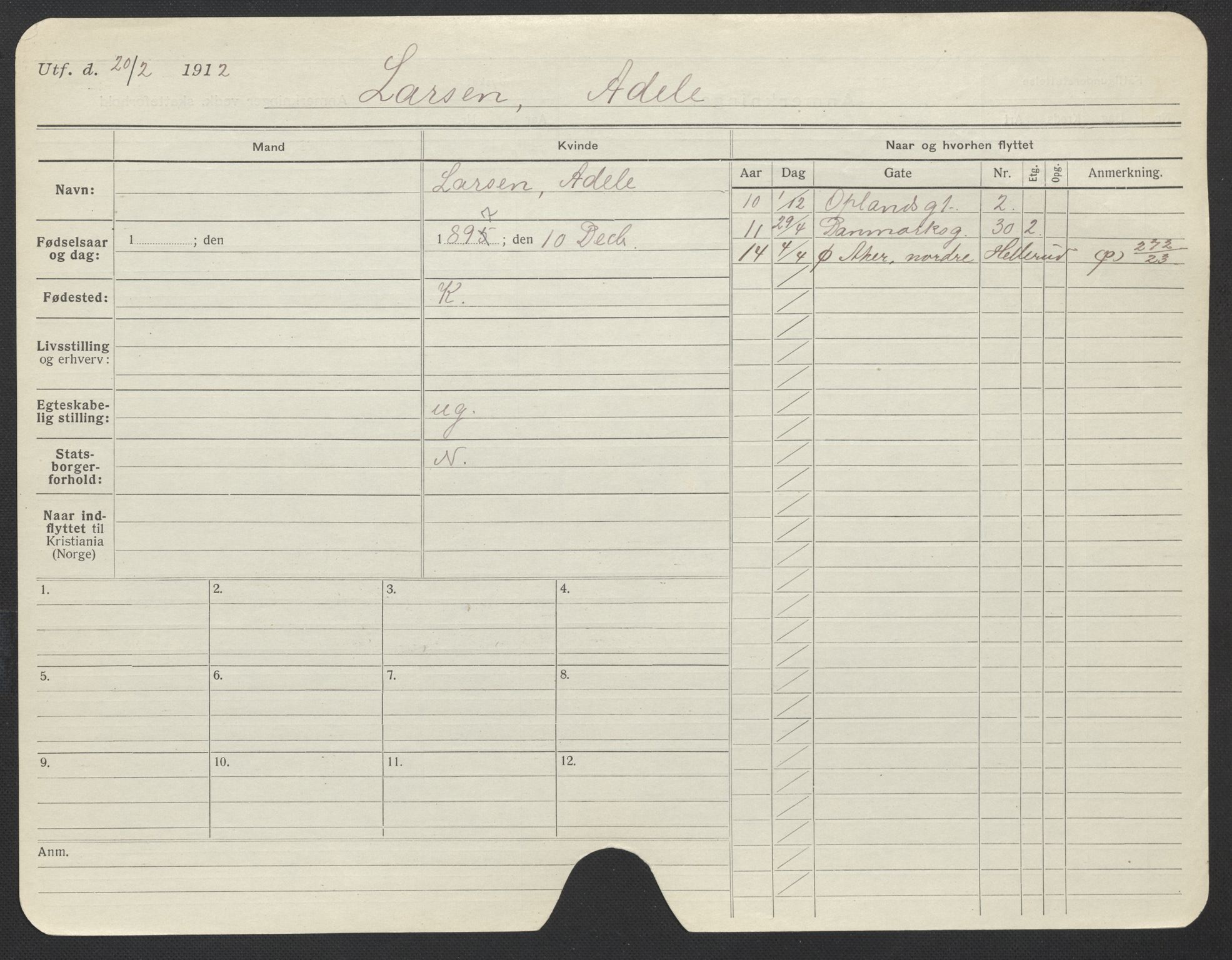 Oslo folkeregister, Registerkort, AV/SAO-A-11715/F/Fa/Fac/L0019: Kvinner, 1906-1914, s. 770a