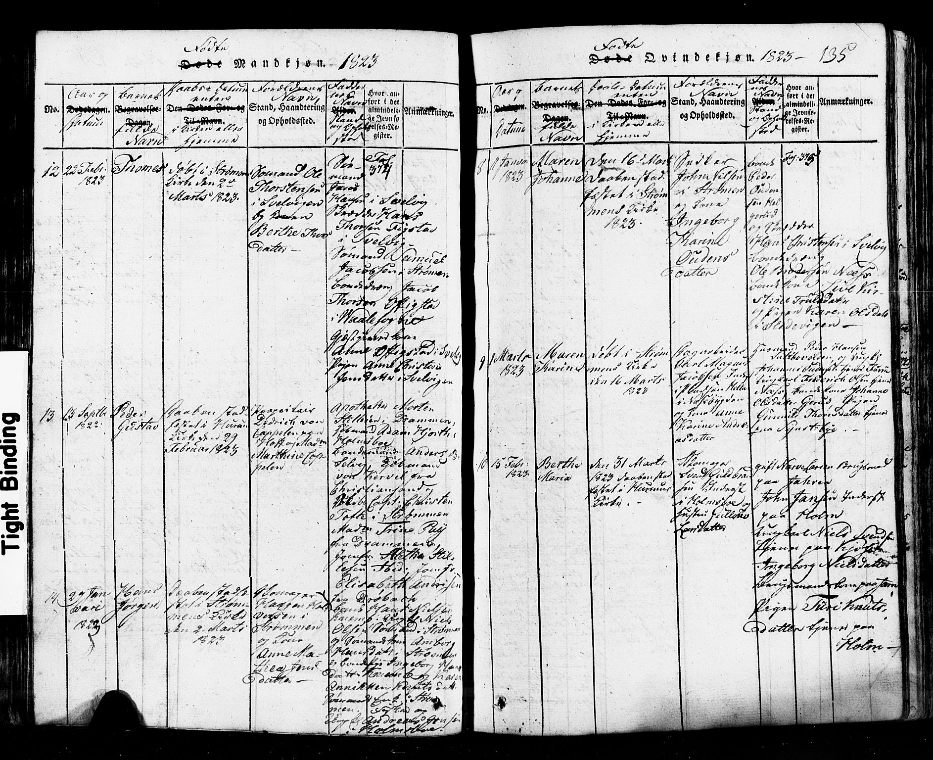 Hurum kirkebøker, AV/SAKO-A-229/G/Ga/L0001: Klokkerbok nr. I 1, 1816-1826, s. 135