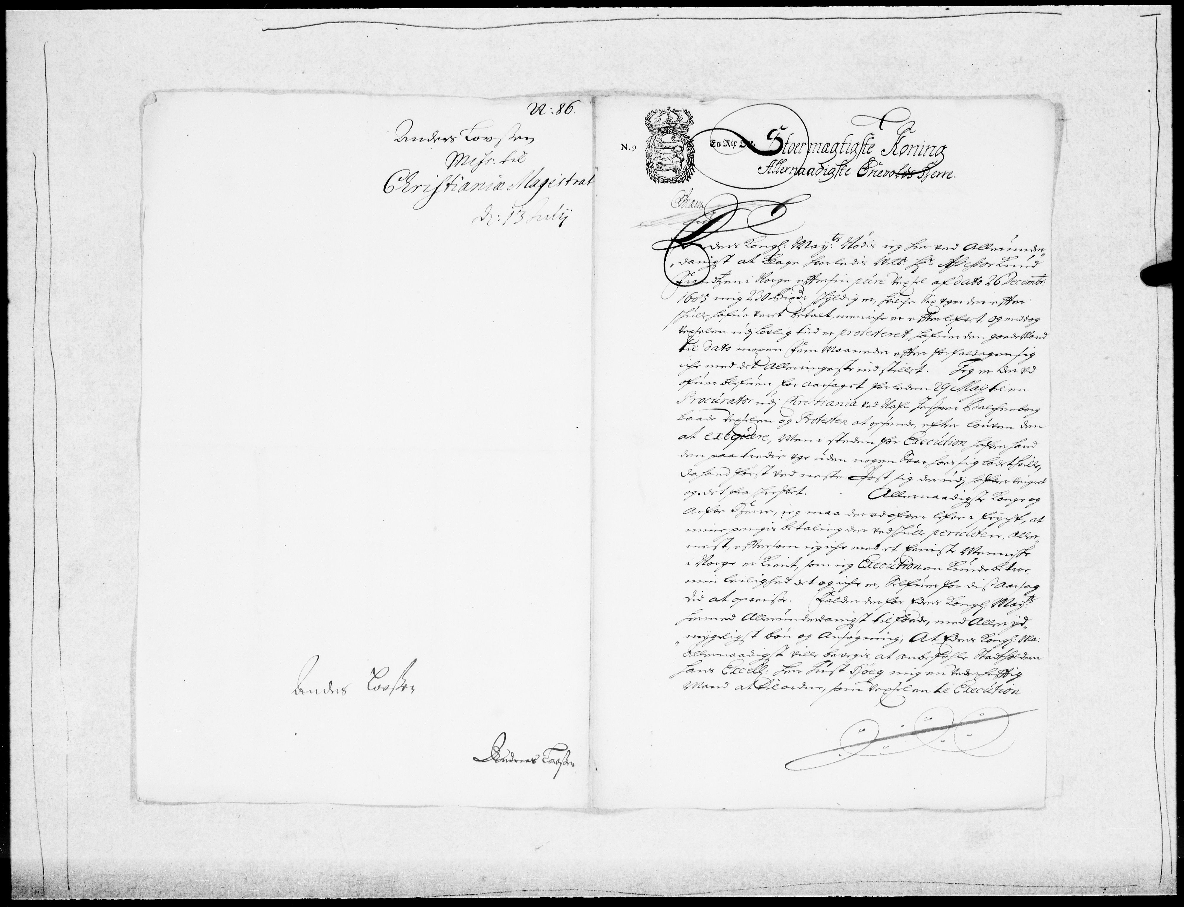 Danske Kanselli 1572-1799, RA/EA-3023/F/Fc/Fcc/Fcca/L0040: Norske innlegg 1572-1799, 1686-1687, s. 164