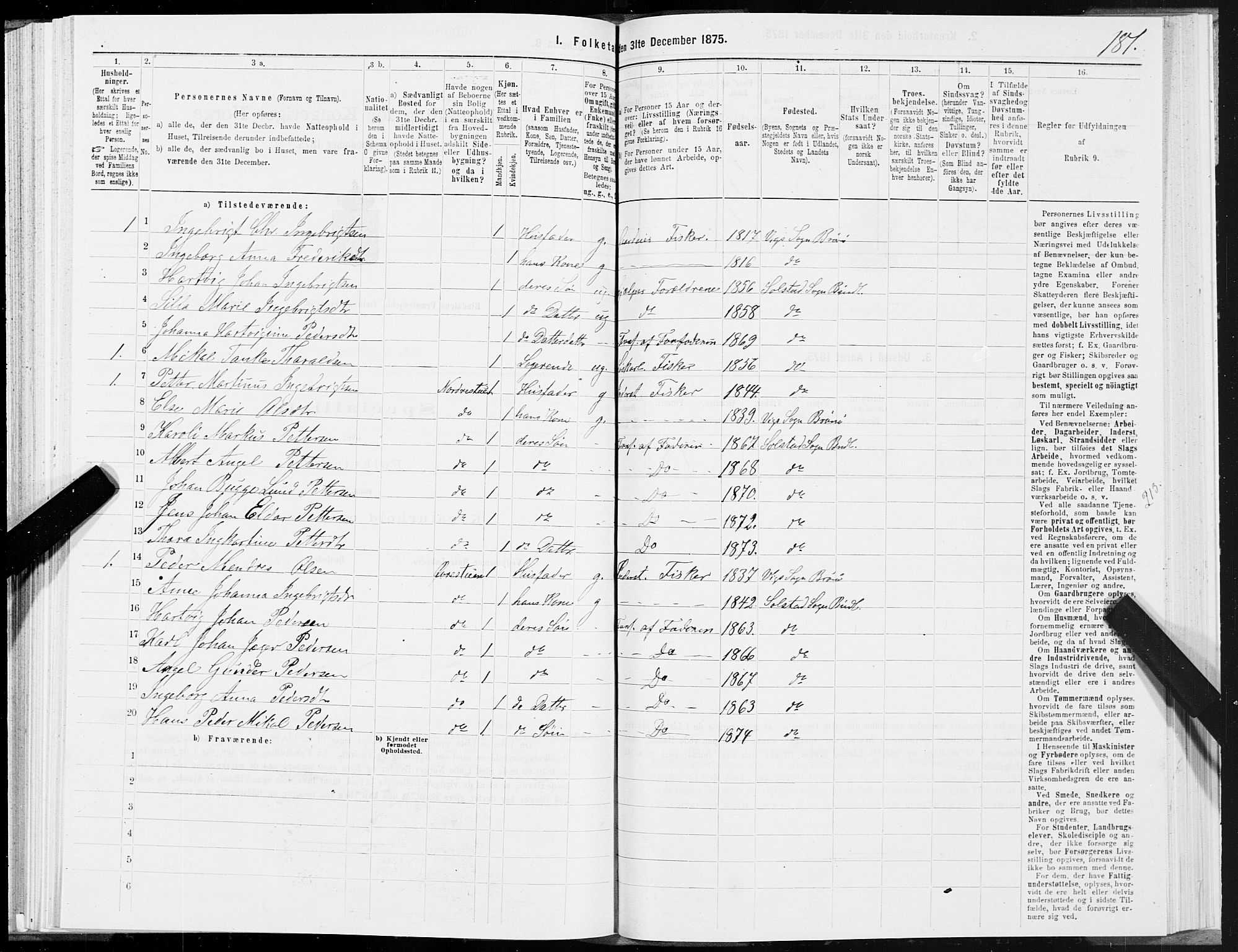 SAT, Folketelling 1875 for 1811P Bindal prestegjeld, 1875, s. 1181