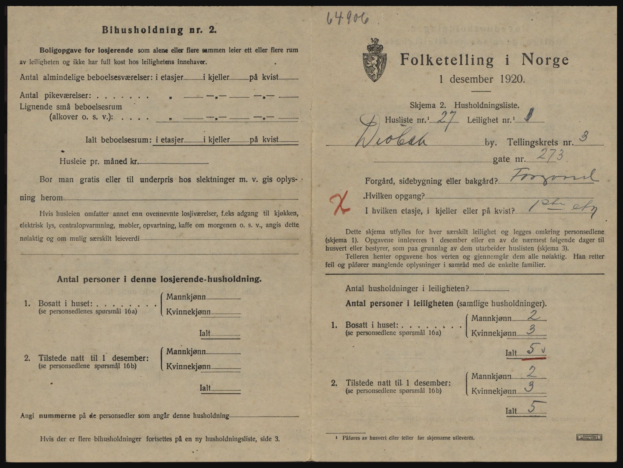 SAO, Folketelling 1920 for 0203 Drøbak kjøpstad, 1920, s. 1195