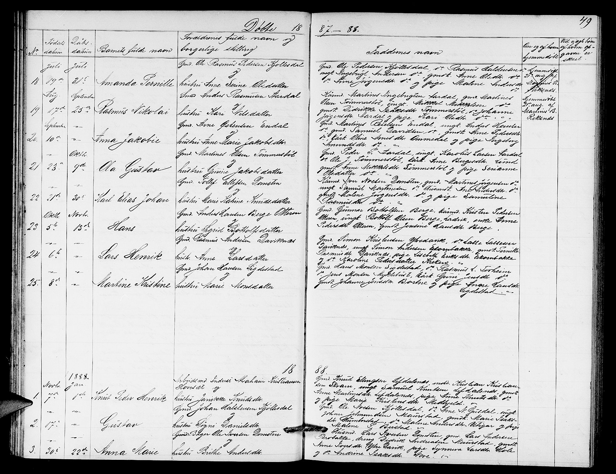 Davik sokneprestembete, AV/SAB-A-79701/H/Hab/Haba/L0001: Klokkerbok nr. A 1, 1866-1889, s. 49