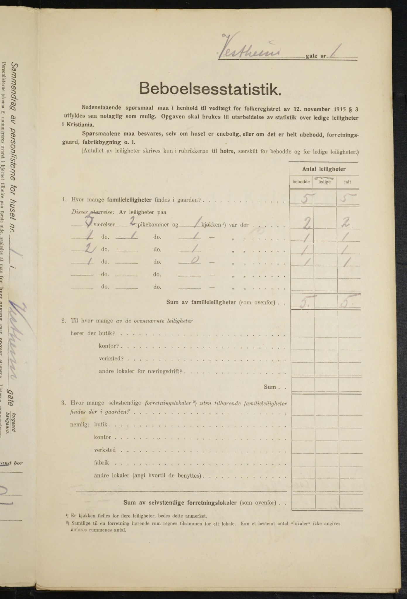 OBA, Kommunal folketelling 1.2.1916 for Kristiania, 1916, s. 126164