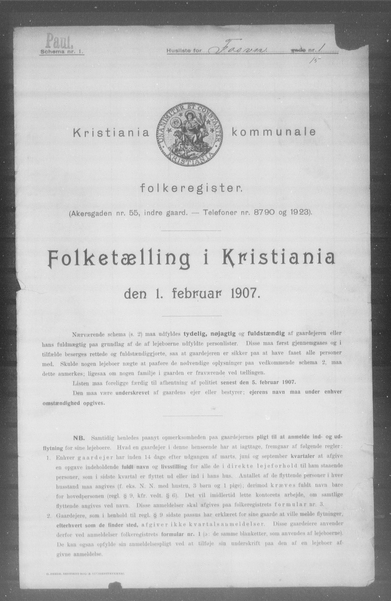 OBA, Kommunal folketelling 1.2.1907 for Kristiania kjøpstad, 1907, s. 12549
