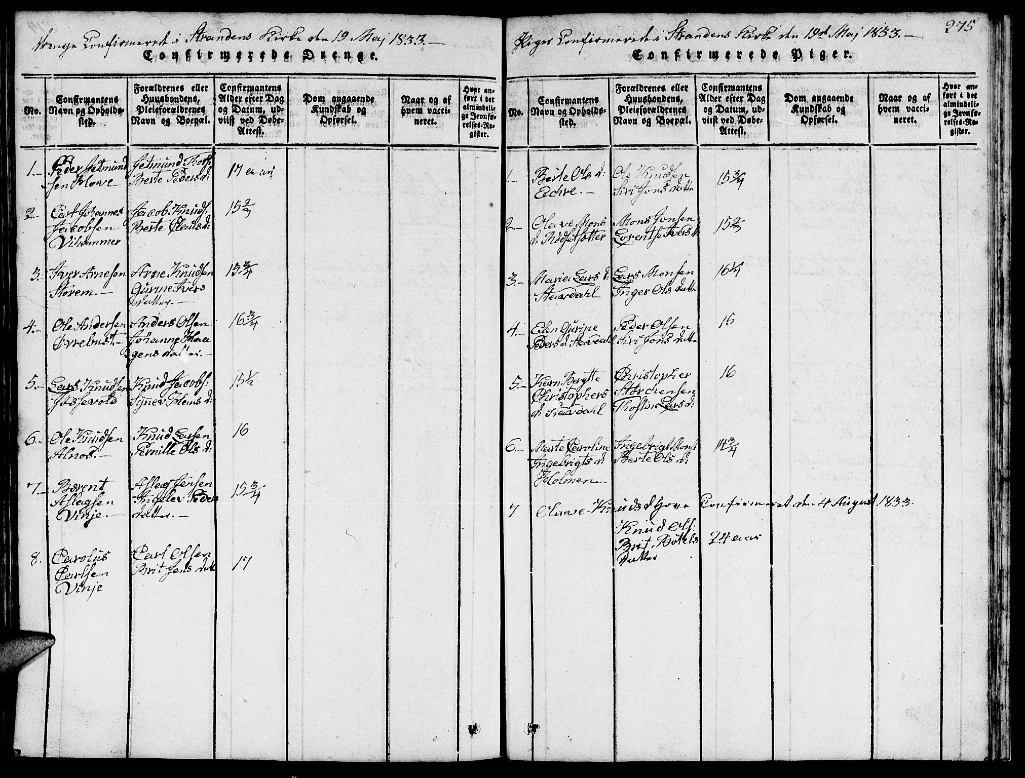 Ministerialprotokoller, klokkerbøker og fødselsregistre - Møre og Romsdal, AV/SAT-A-1454/520/L0289: Klokkerbok nr. 520C01, 1817-1837, s. 275