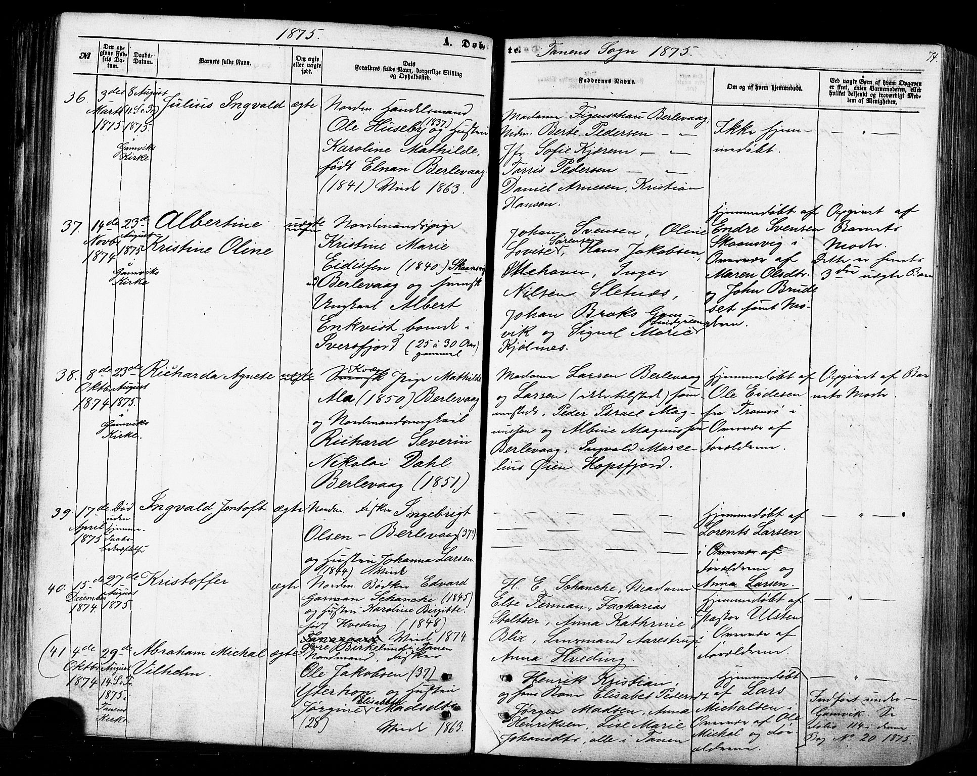 Tana sokneprestkontor, AV/SATØ-S-1334/H/Ha/L0002kirke: Ministerialbok nr. 2 /1, 1861-1877, s. 74