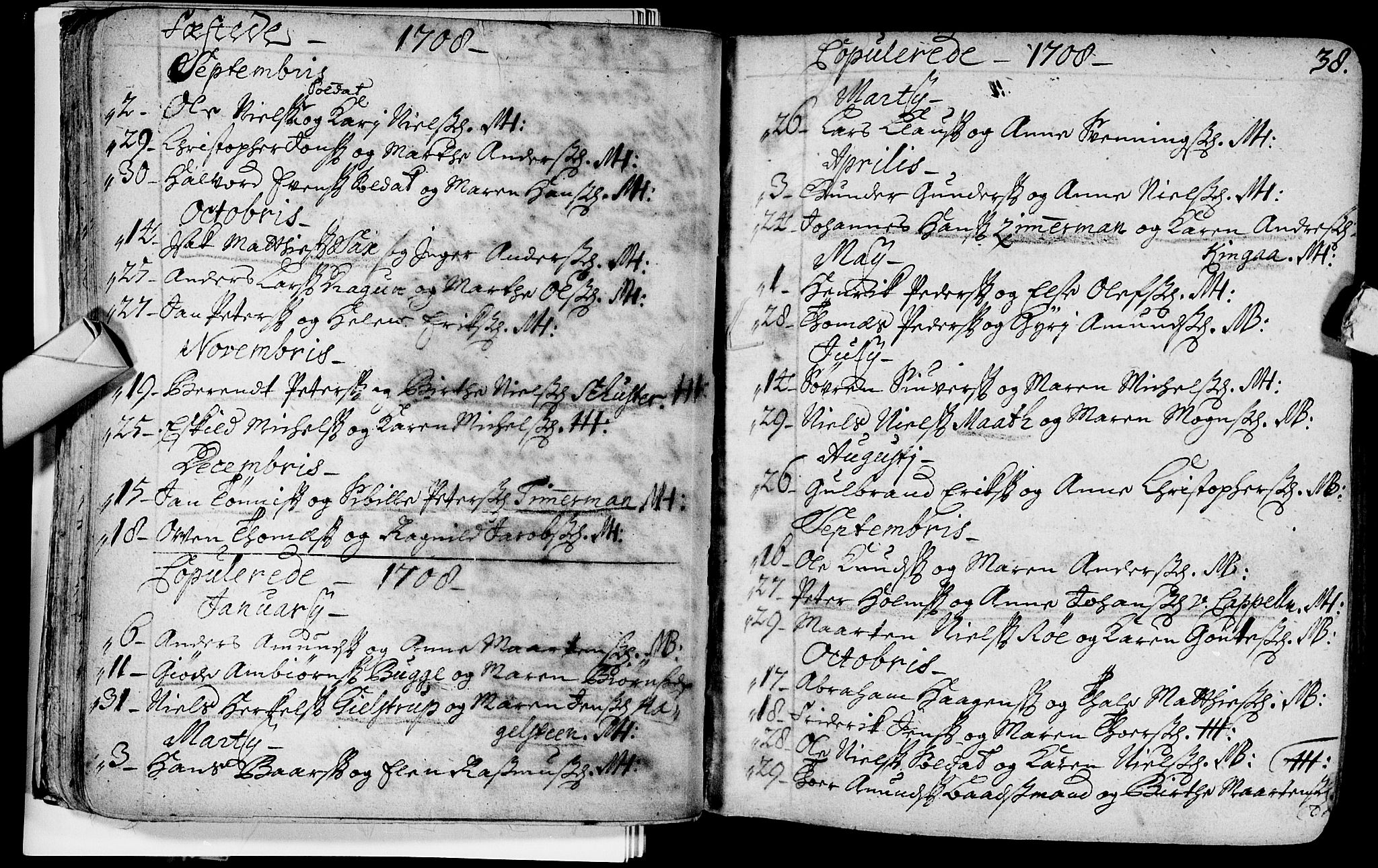 Bragernes kirkebøker, AV/SAKO-A-6/F/Fa/L0003: Ministerialbok nr. I 3, 1706-1734, s. 38